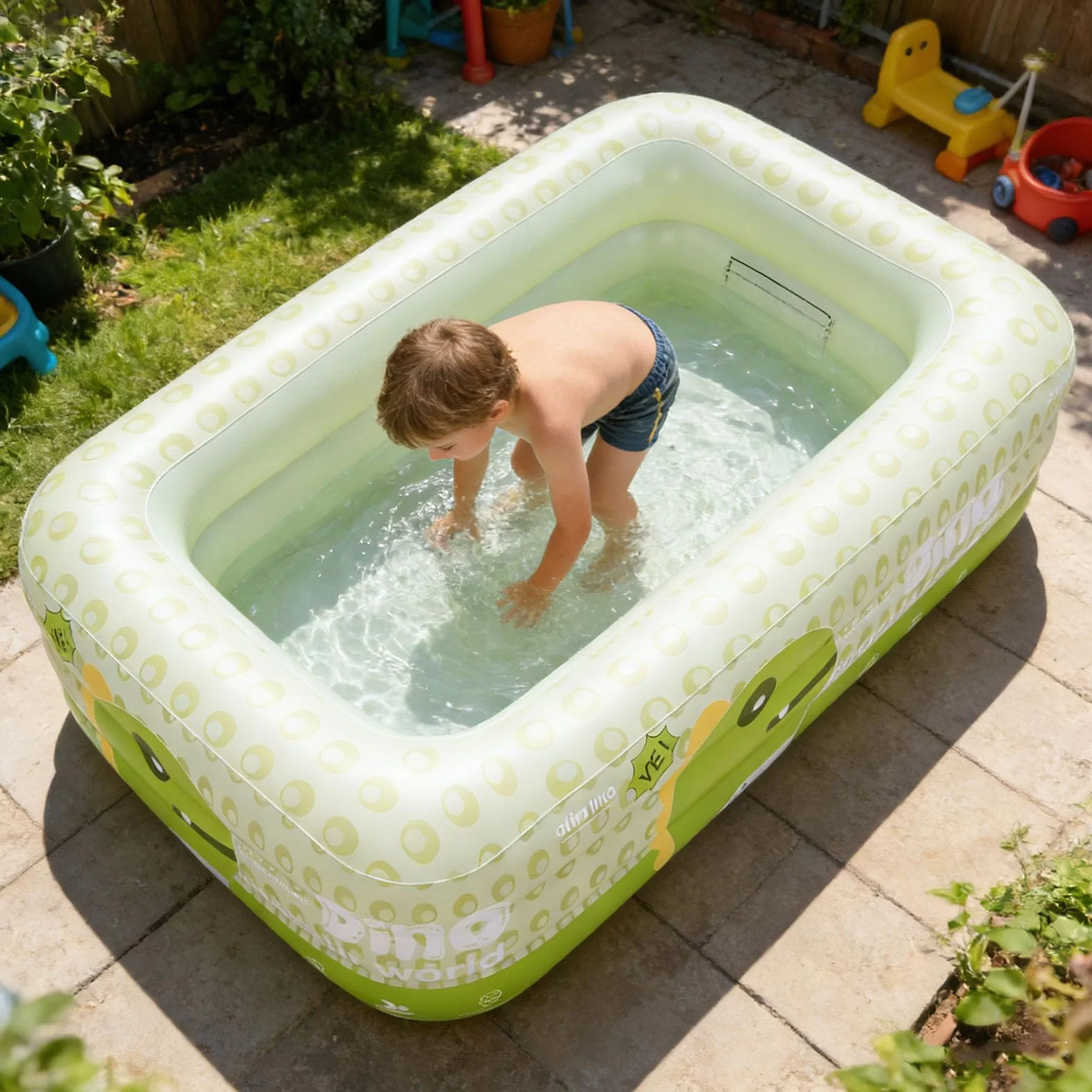 Piscine Gonflable en PVC épais, Design de Dinosaure, Piscine de Jeu pour Enfants, pour Fêtes Aquatiques, Jardin et Arrière-Cour, 180x130x56cm