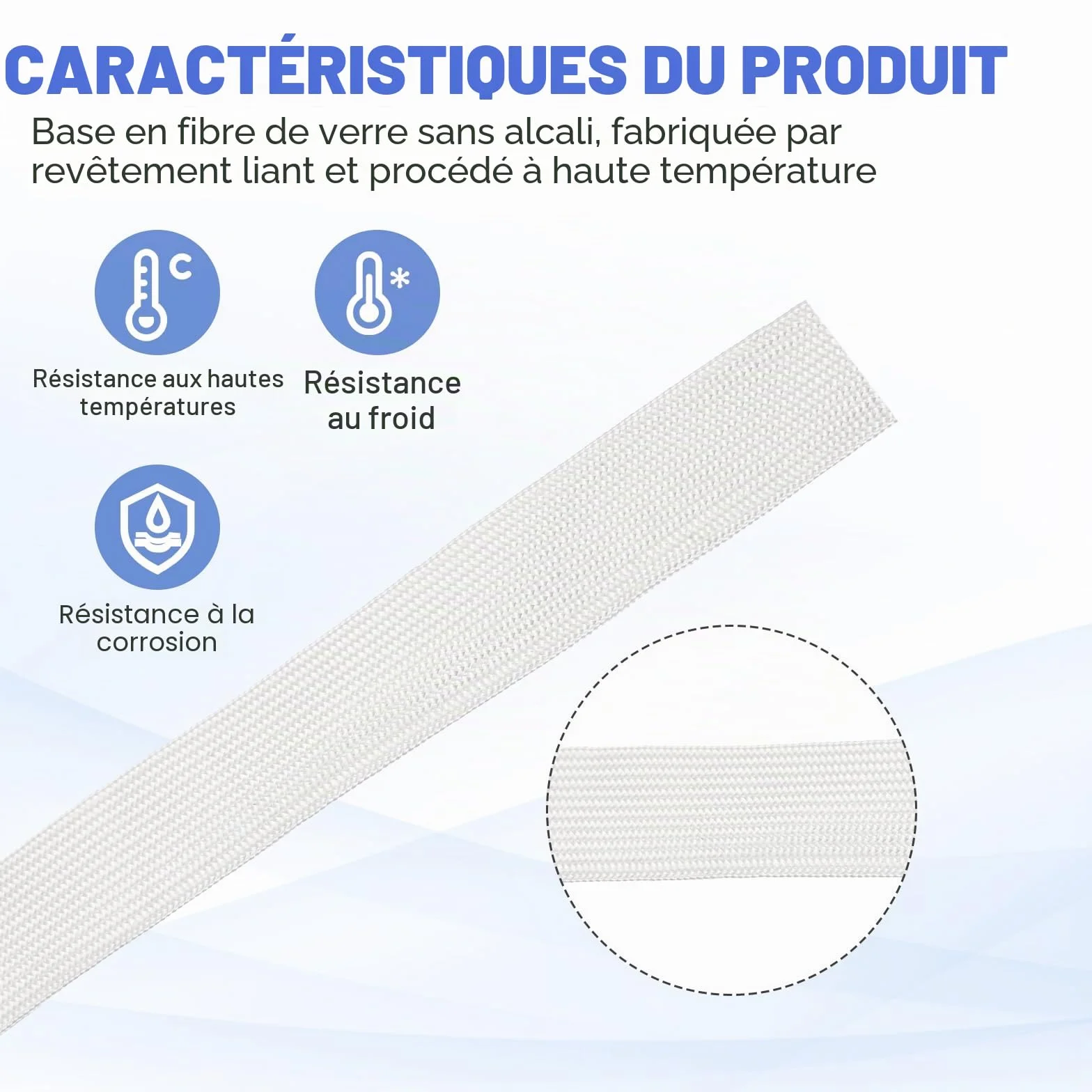 sourcing map Gaine Isolation Tresse 16.4 Pied 3 mm Haute Température Fibre Verre Manchon Blanc