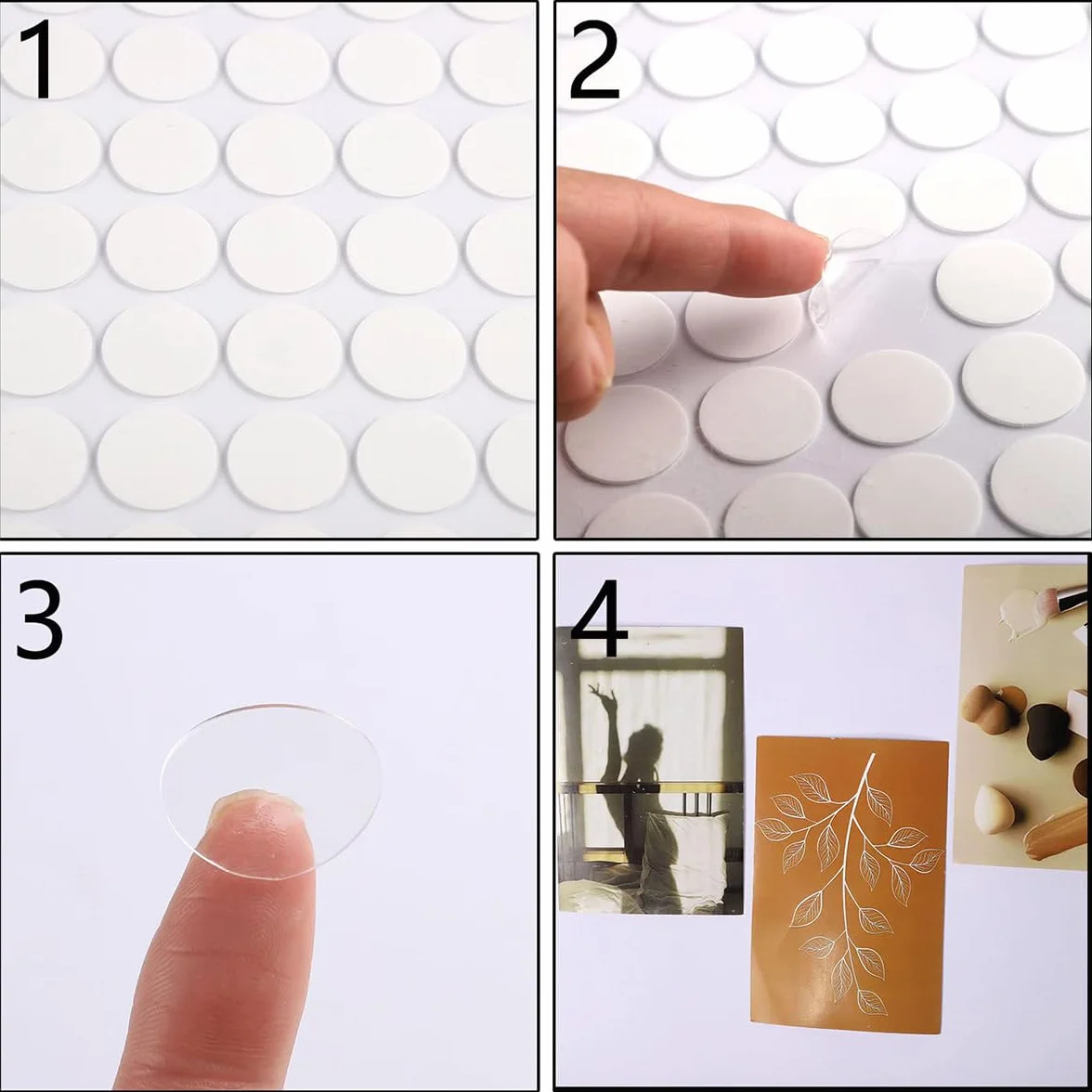 Pastille Double Face Transparent Rond 10 mm 600 Pièces Autocollant Adhésifs Réutilisable Sans Traces