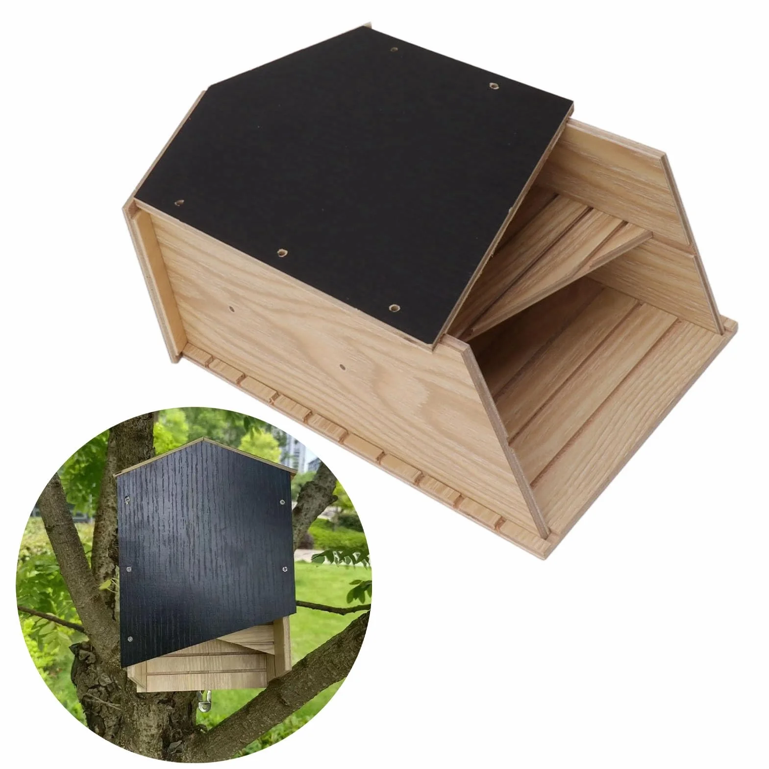 Maison pour Chauve-souris en Bois Double Chambre Imperméable Coupe-vent Extérieur