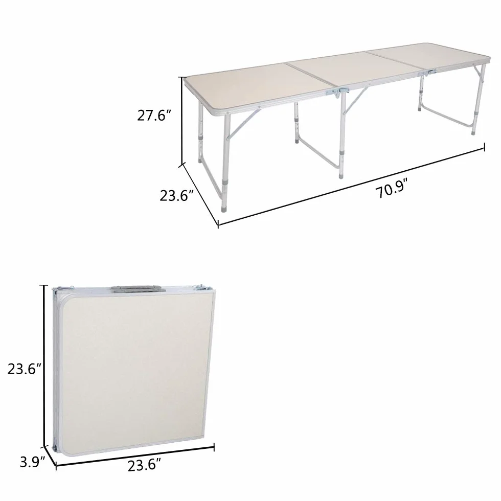 Table de Camping Pliante Portative 180x60x70cm Antirouille
