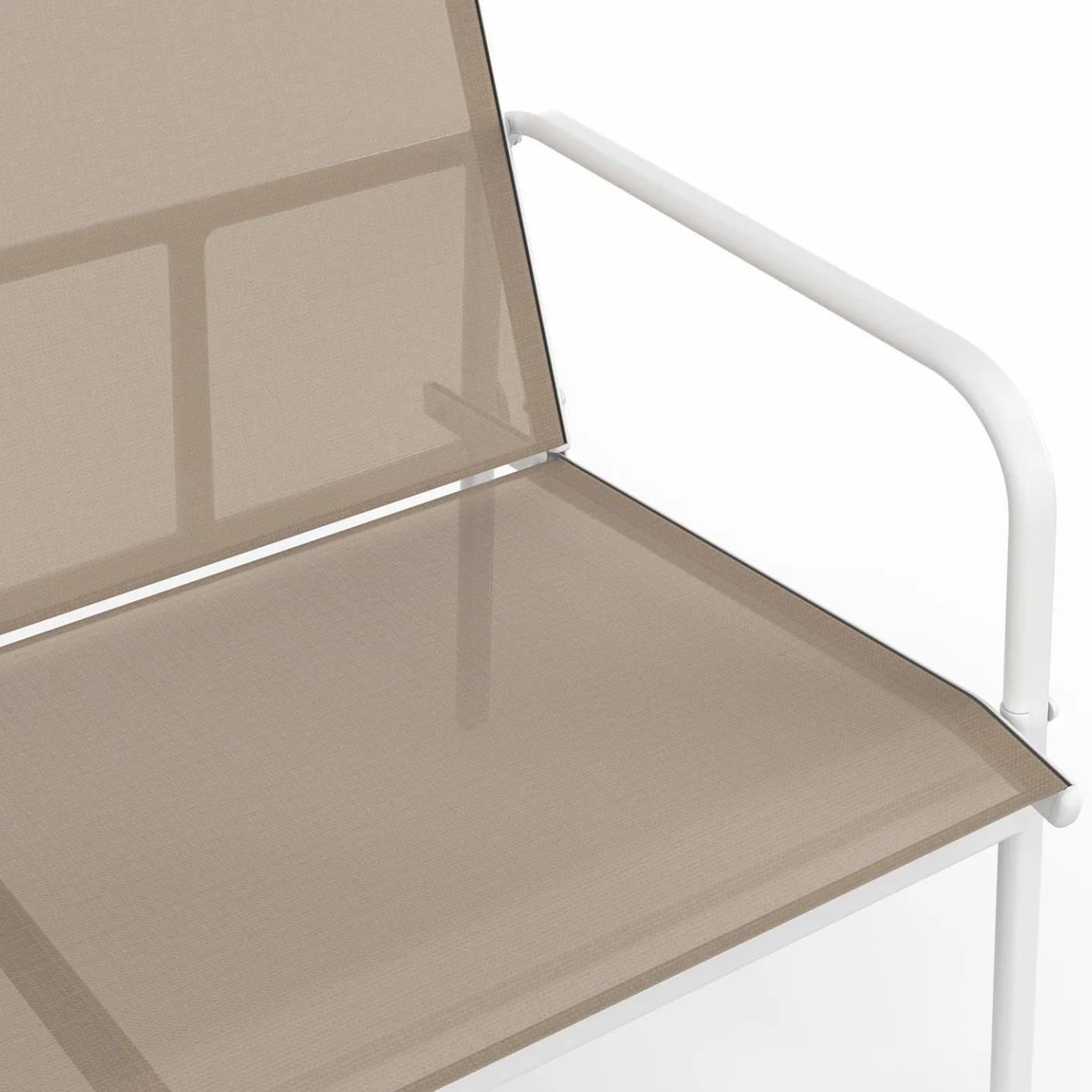 Salon de Jardin TOLEDE 4 Places Canapé Fauteuils Table Blanc Beige