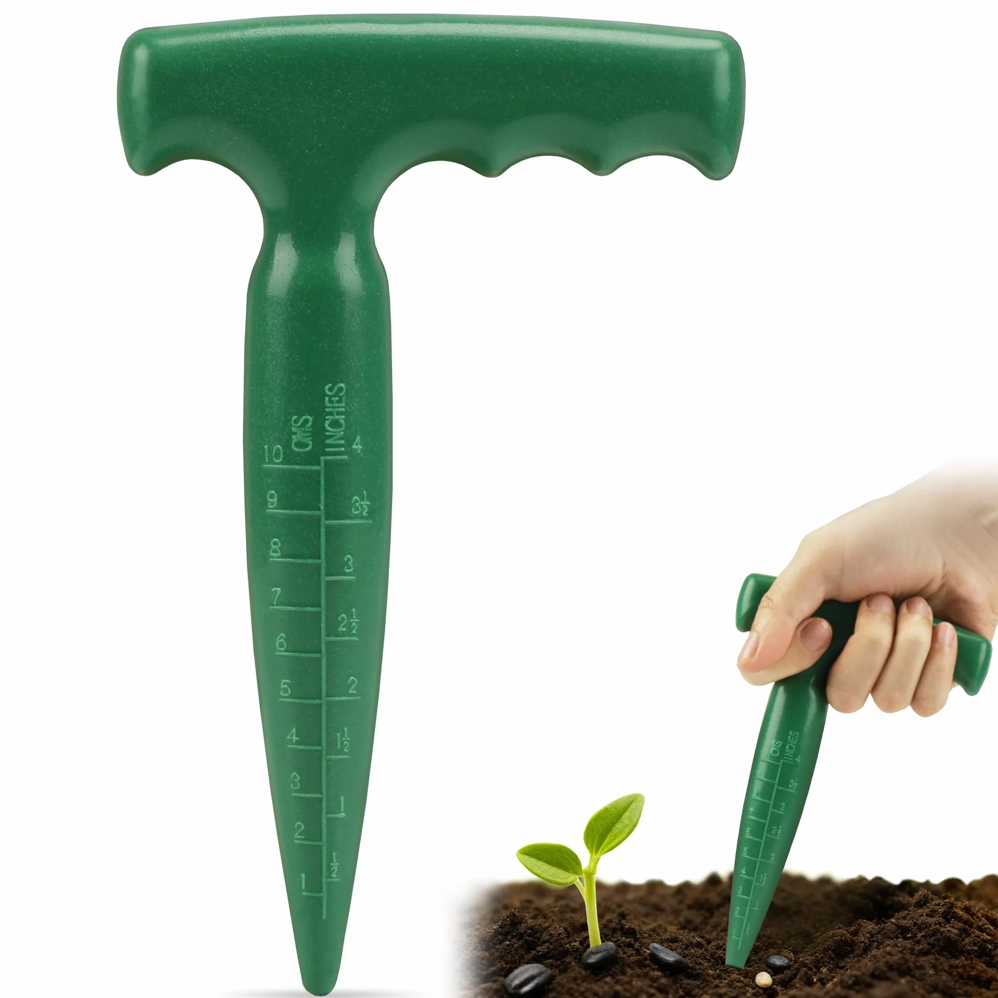 Outil Plantoir à Bulbes - Jardinière à Bulbe avec Échelle de Mesure Pour Une Plantation Précise,Idéal pour Plantoir des Légumes et des Fleurs (Vert)