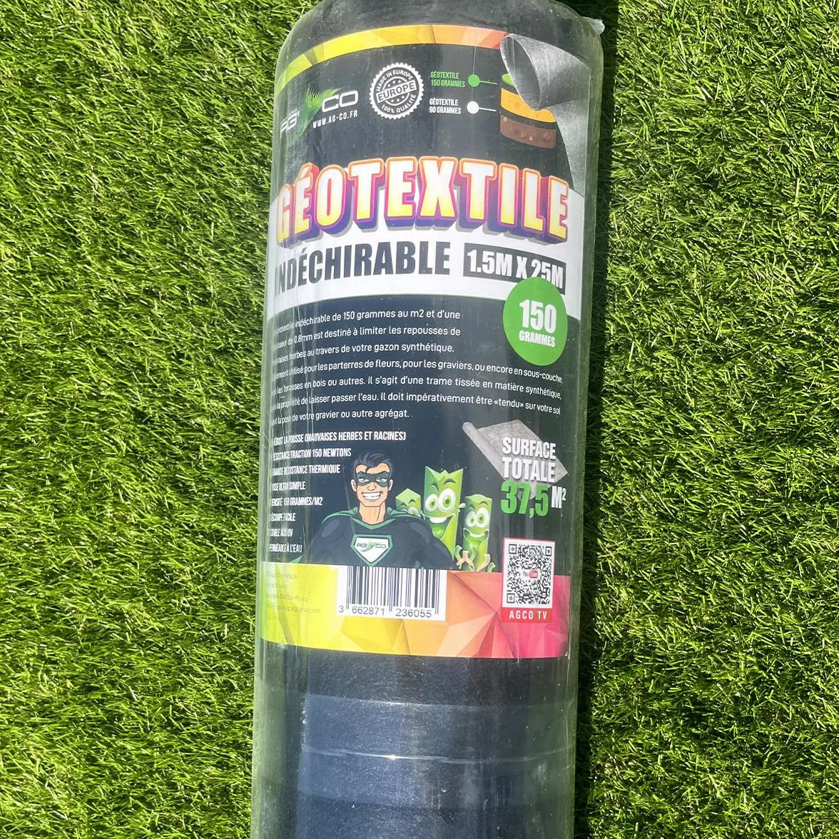 Géotextile 150grs 1.5Mx25ML 37.50M² Ultra Résistant Anti Bambou Jardin
