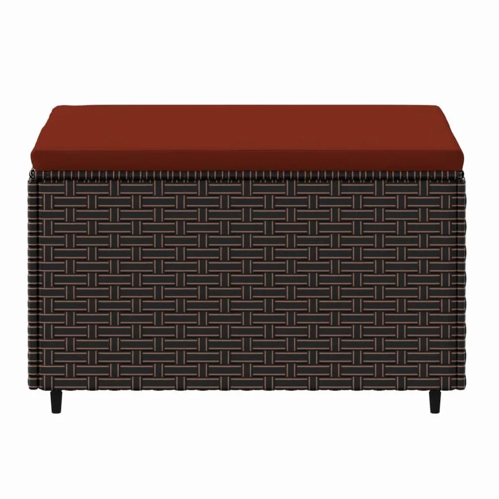 vidaXL Repose-Pied de Jardin avec Coussin Marron résine tressée Pouf Ottoman Tabouret