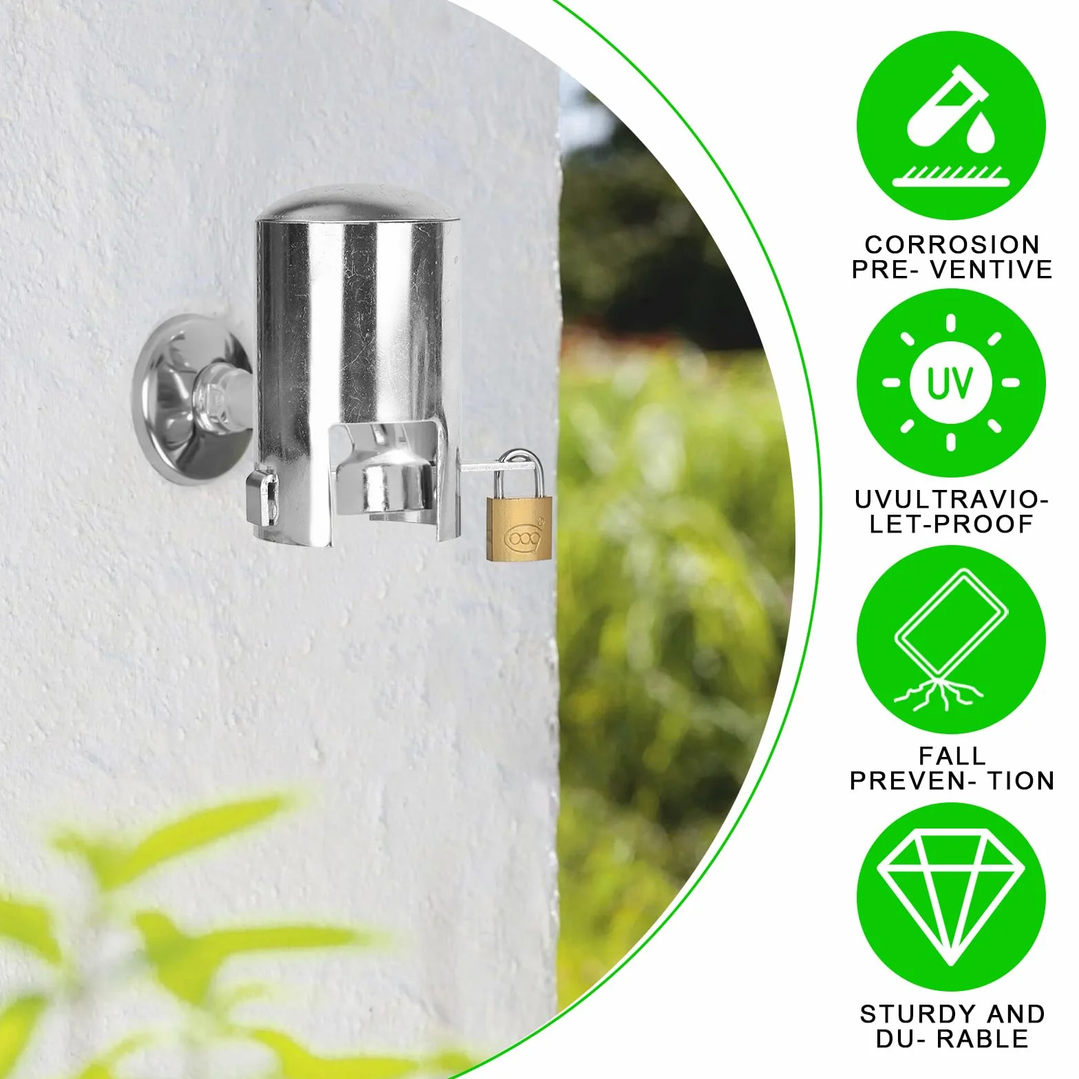 Verrou de Robinet Cadenas Robinet Exterieur Système Verrouillage Serrure Prévenir Embout Tuyau Arrosage Adaptateur Argent