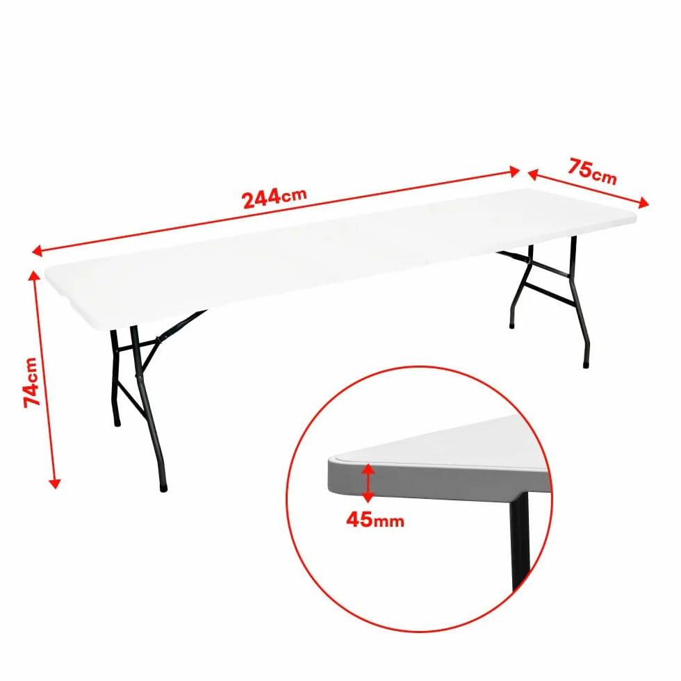 Oxeo Table Pliante Jardin Multifonction 244cm 10 Places Camping Pique-Nique