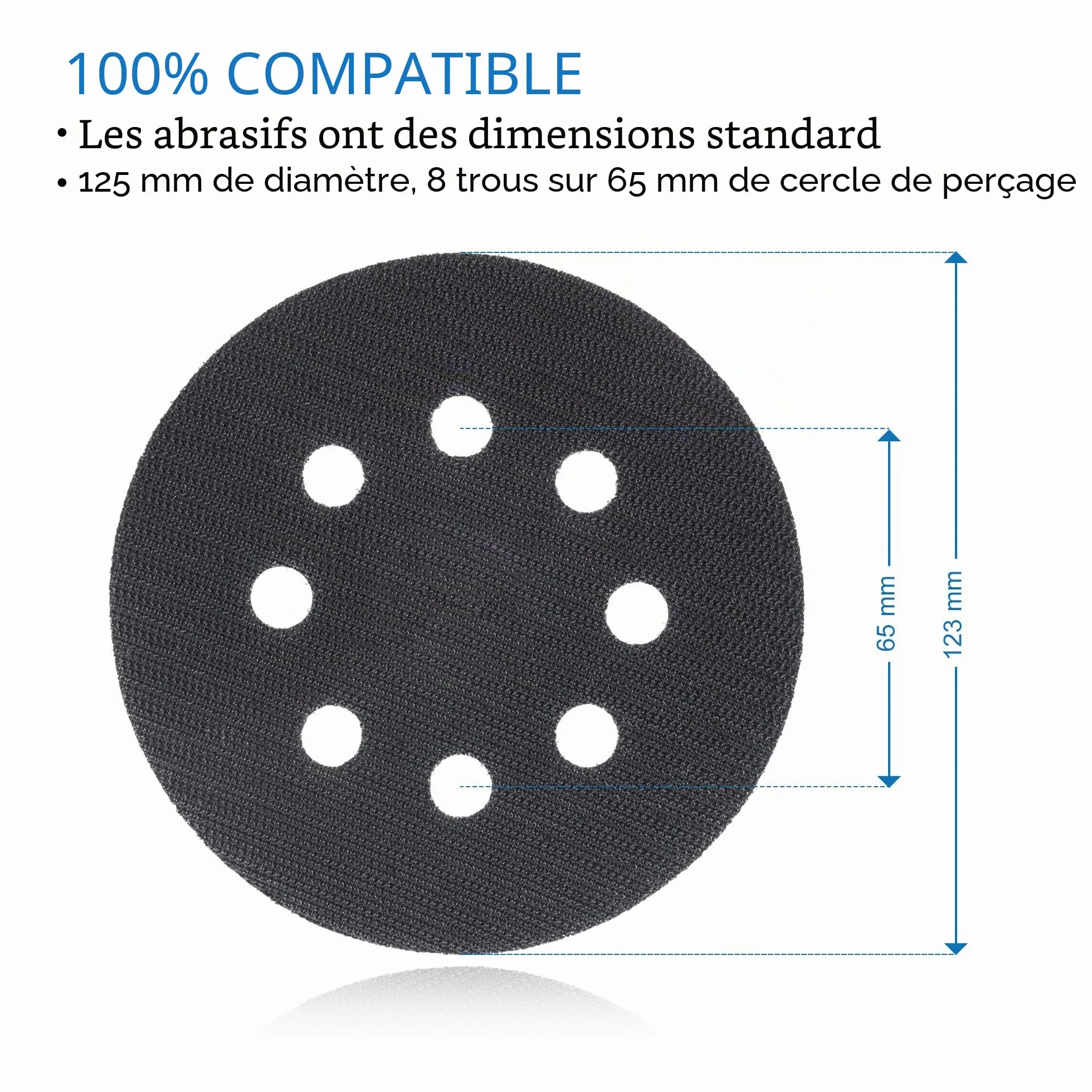 Protection pad auto-agrippante 125mm 8 trous plateau ponçage polissage DFS