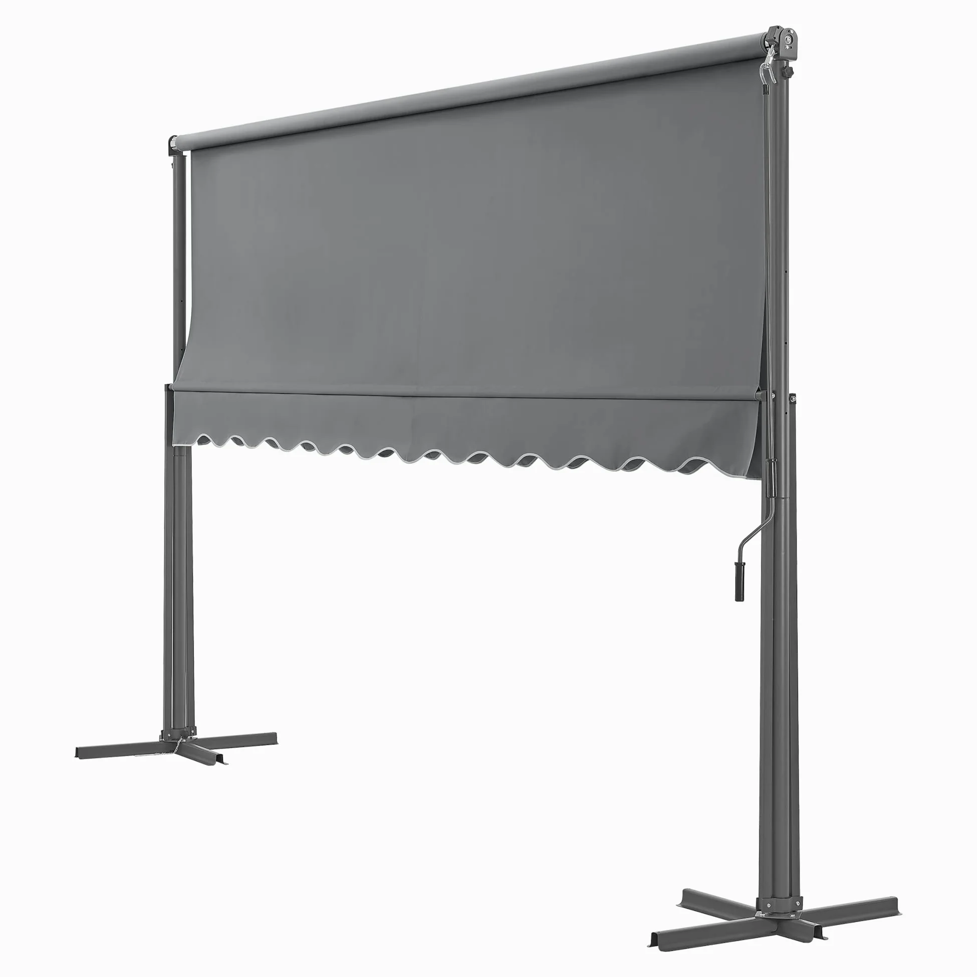 pro.tec Store Banne Autoportant Double Pente à Manivelle pour Terrasse et Jardin Polyester Revêtement PU Aluminium Acier Laqué 500 x 300 x 260 cm Gris Foncé