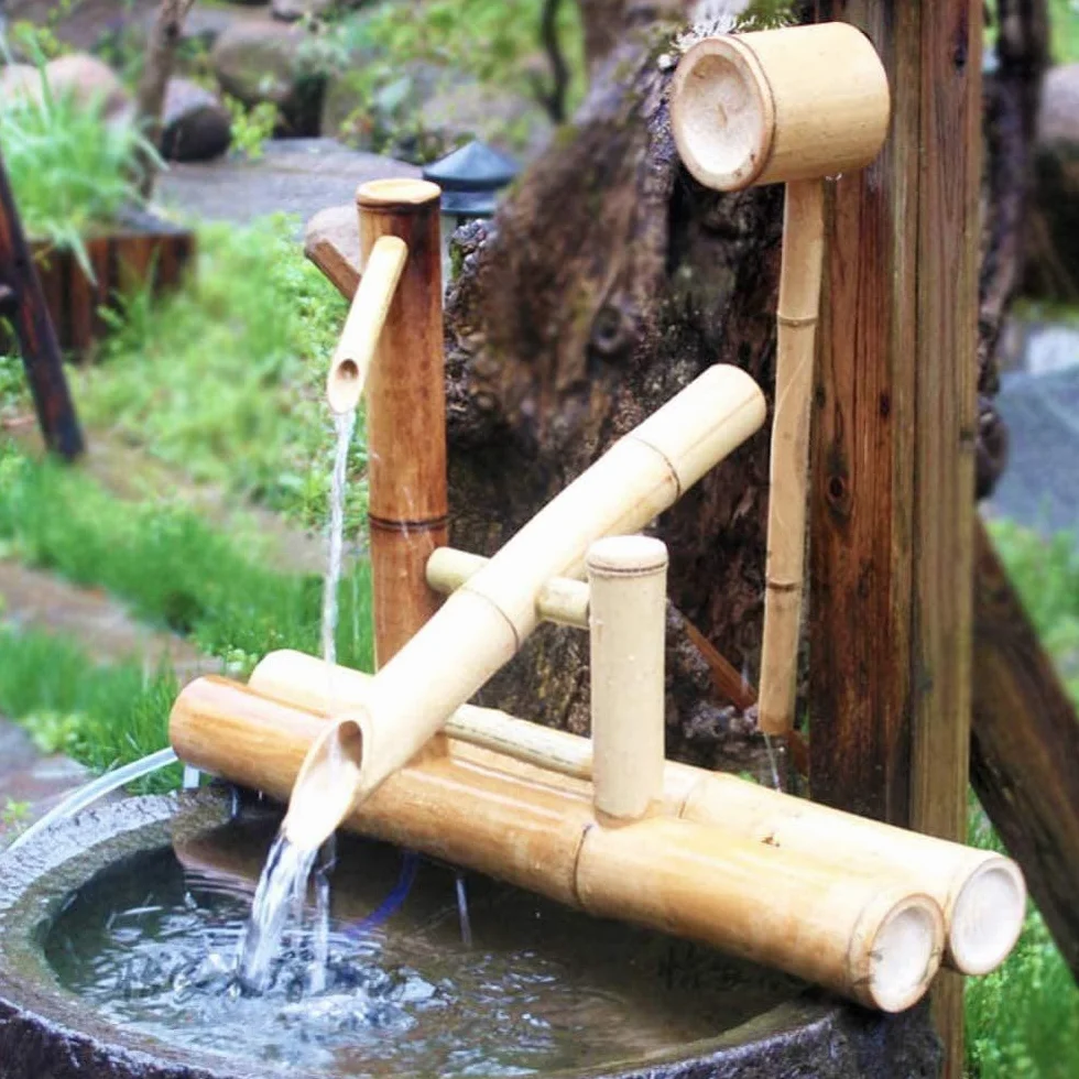 Zen Jardin Eau Fontaine Bamboo Eau Dispose de la Pompe à Bascule Paysage d'eau, décoration de Jardin Japonais.