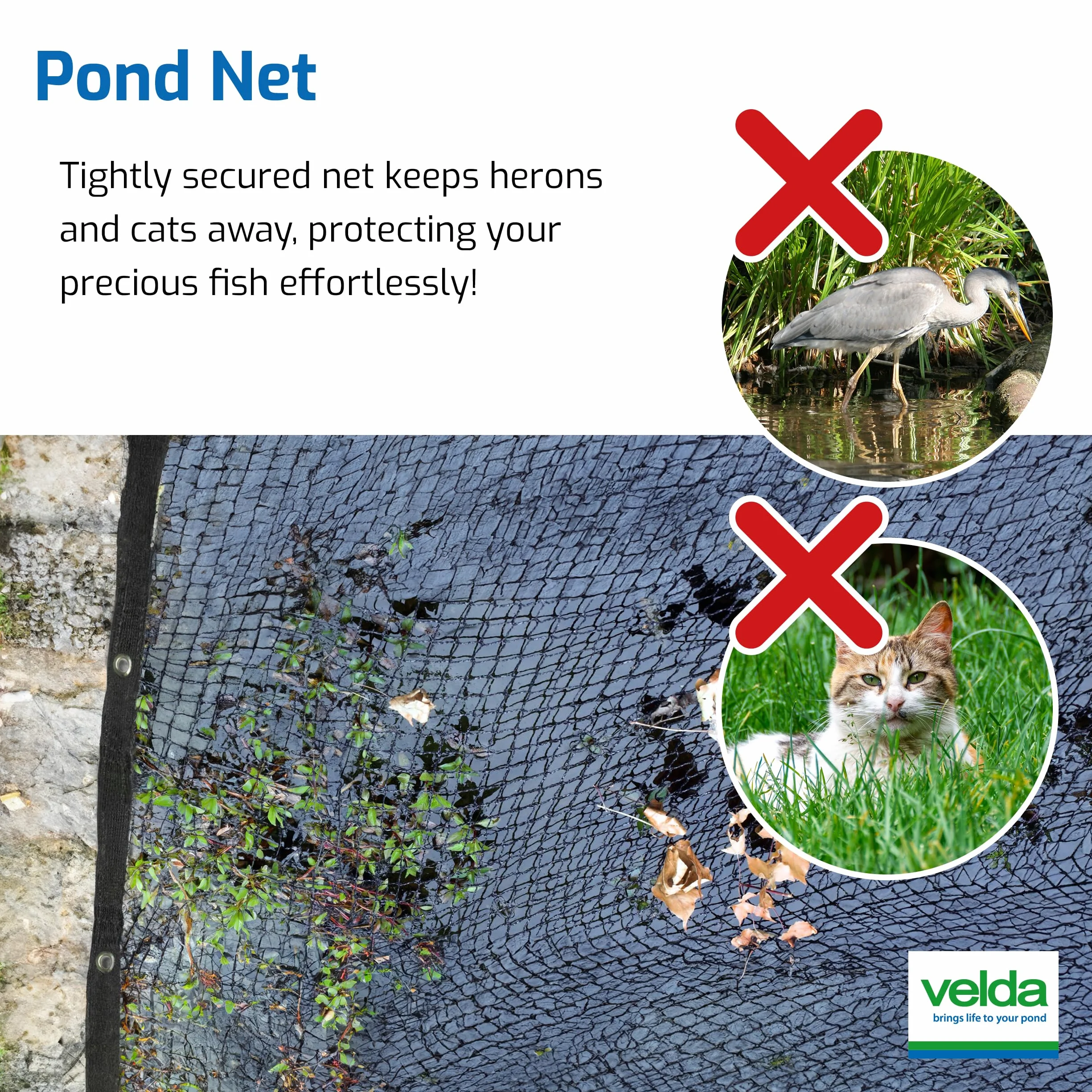 VELDA Filet de Bassin à Mailles Fines 2 x 3 m - Filet de Protection Contre Les Oiseaux et Hérons - Maille Fine