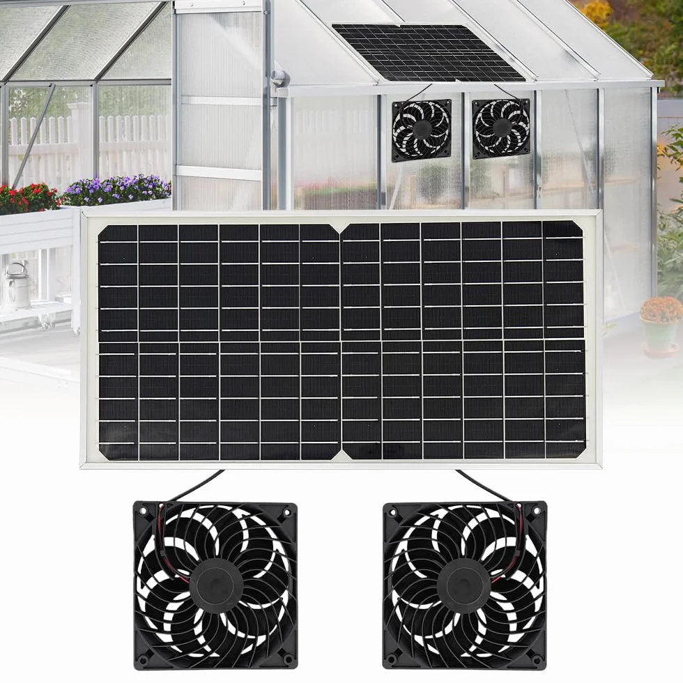 ADDLIVE Ventilateur Solaire 16V 16W Double Portable avec Batterie