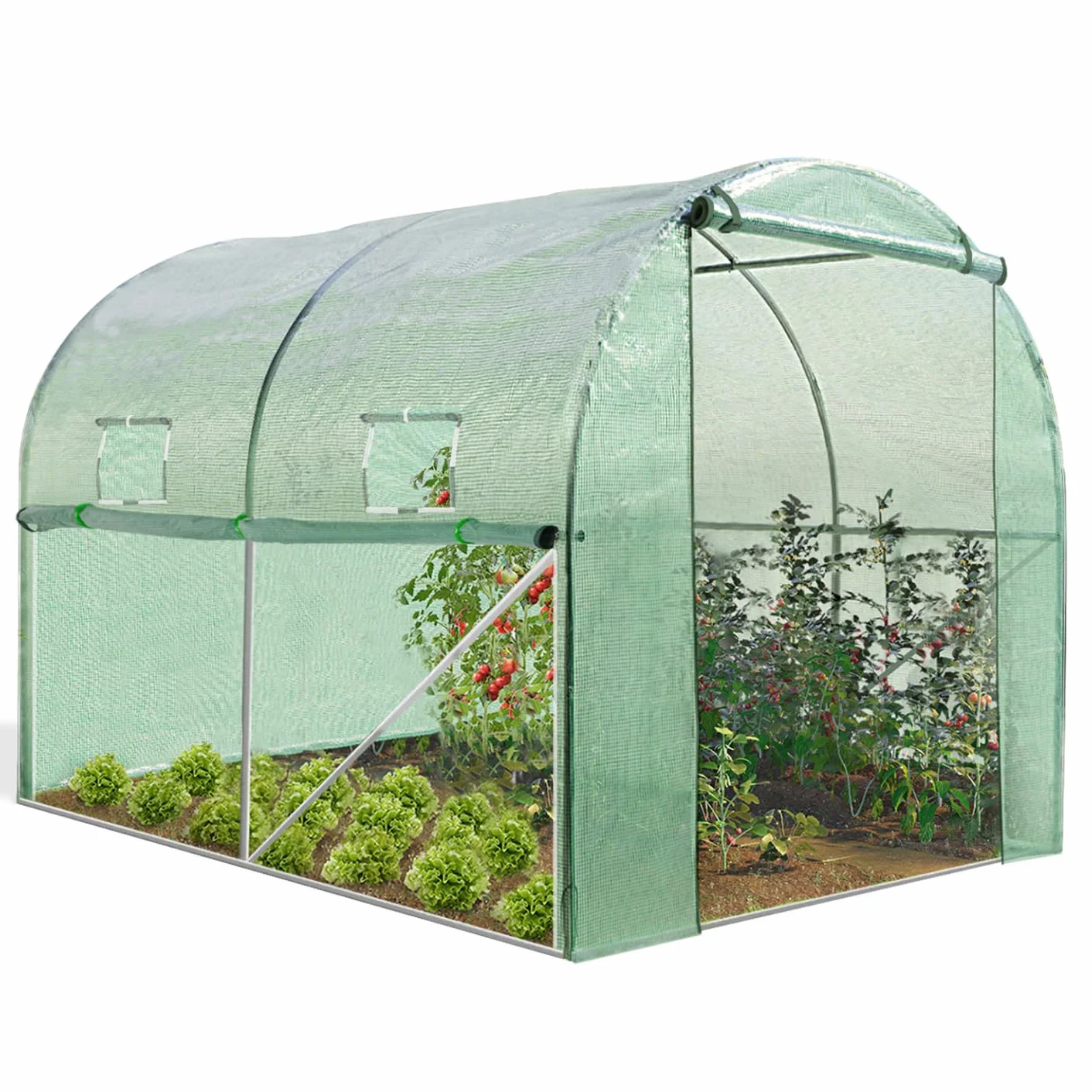 IDMarket - Serre Tunnel de Jardin 4 Saisons 6M² Verte Gamme maraîchère Roma 2x3M