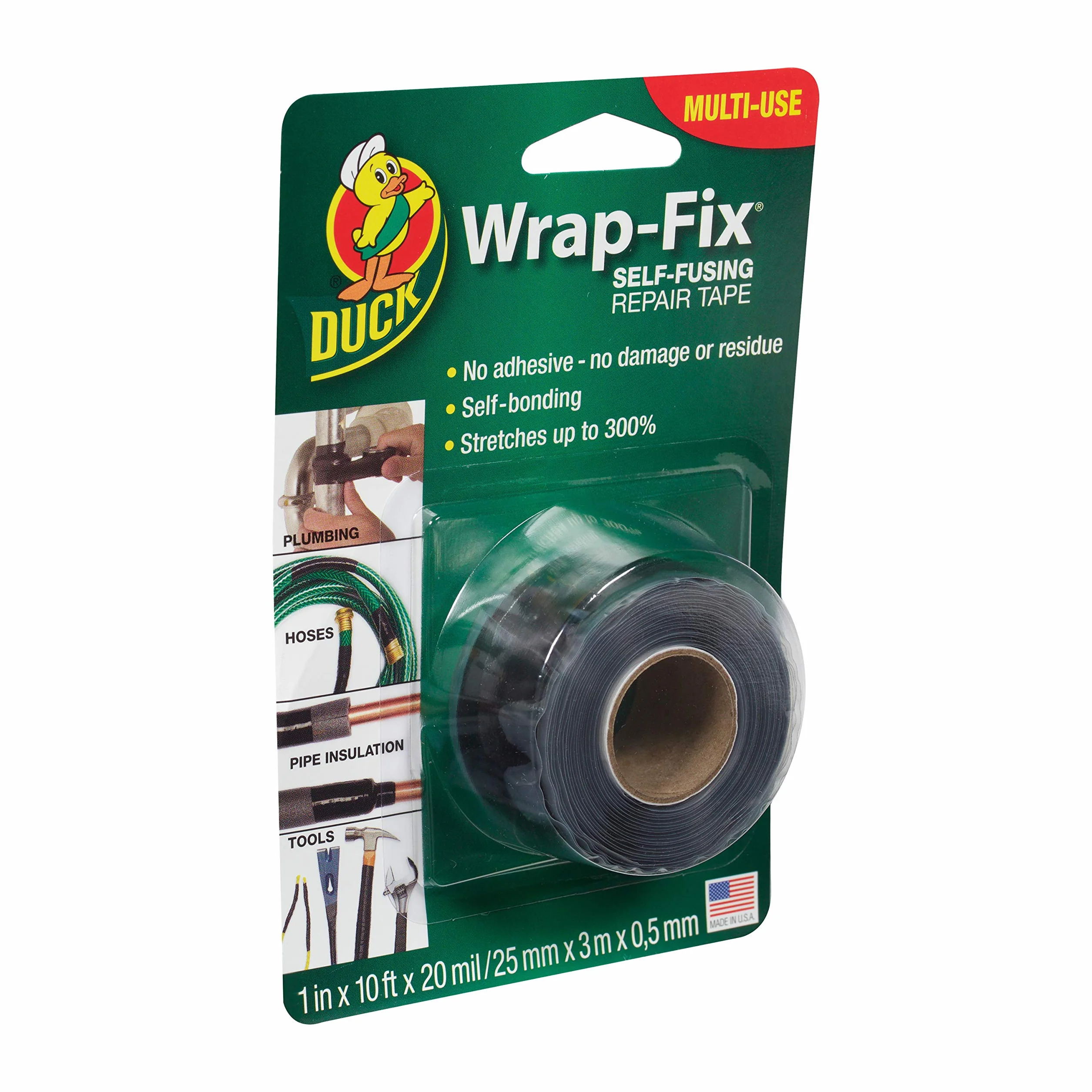 Ruban adhésif de réparation auto-fusible auto-amalgamant 25 mm x 3 m Noir étanche caoutchouc