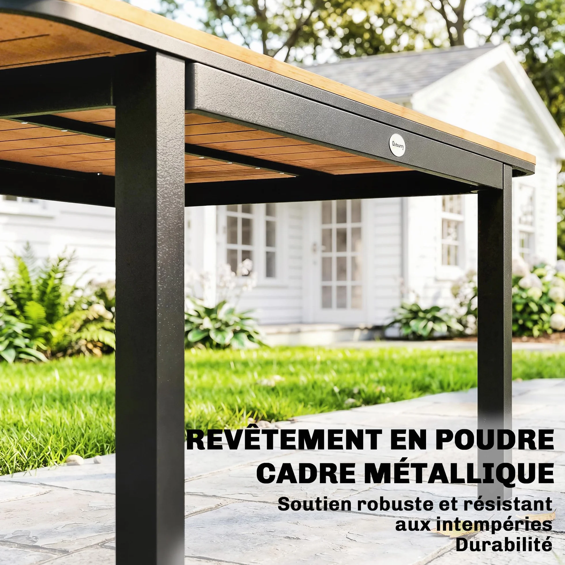 Outsunny Table de Jardin 6 Personnes Bois Composite 127x70cm Rectangulaire Marron