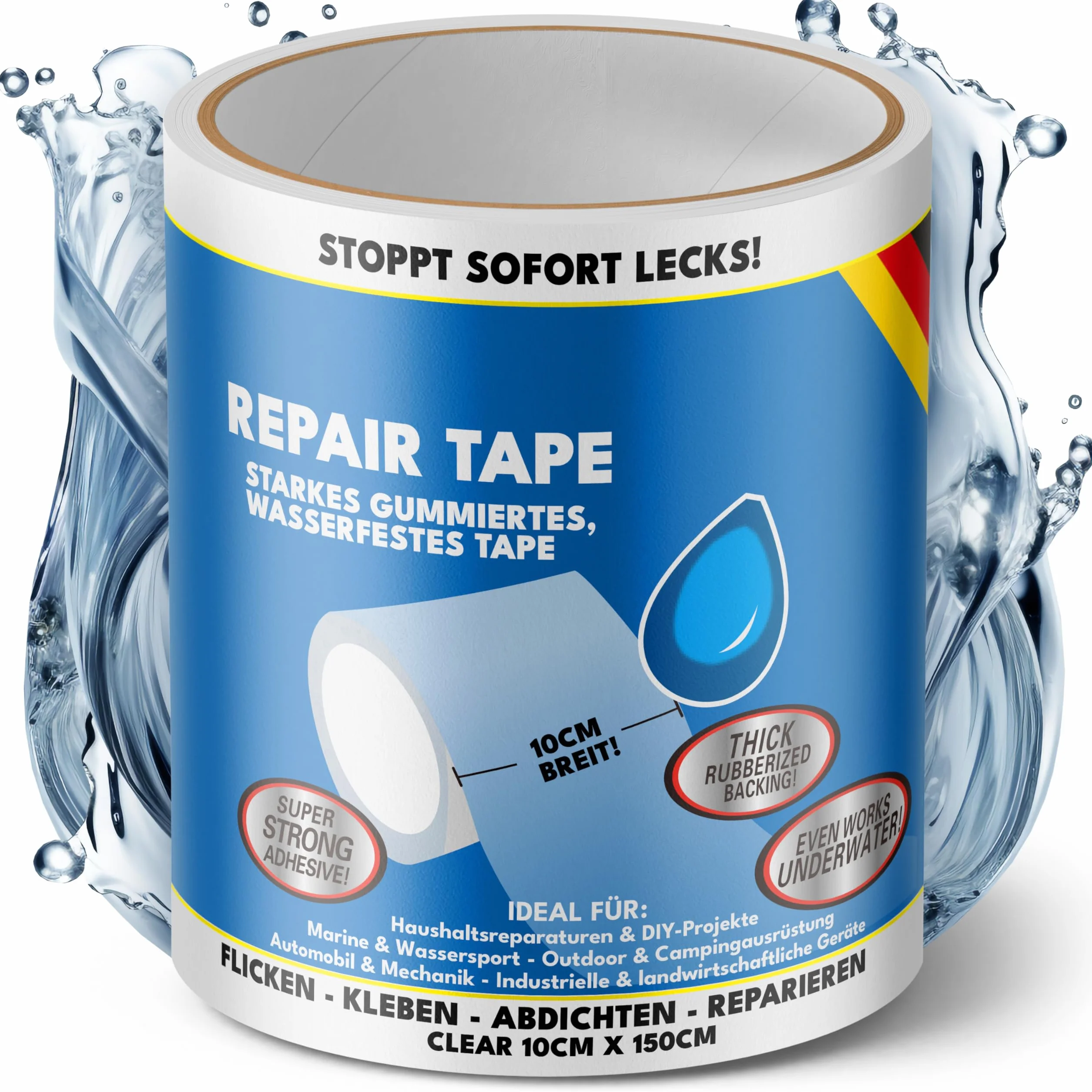ATG® Kit réparation piscine sous l’eau scotch étanche transparent 10×150 cm ruban adhésif liner PVC