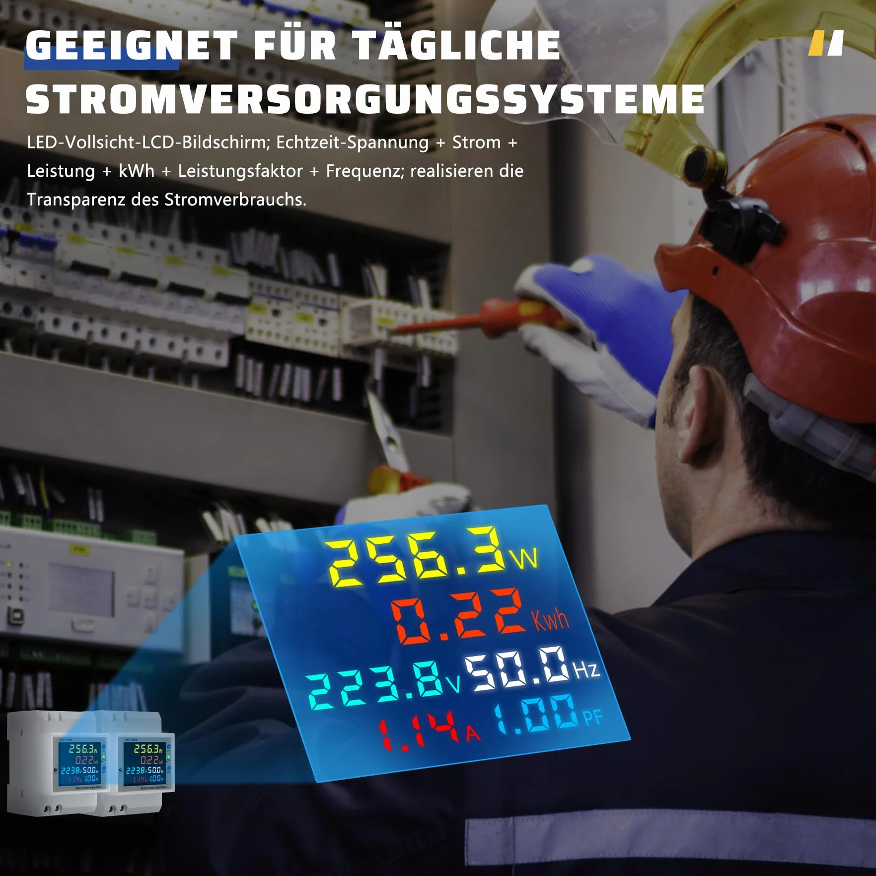 WiFi Compteur d'Énergie Monophasé AC 40-300V 100A Rail DIN Wattmètre KWh Avec Écran LCD