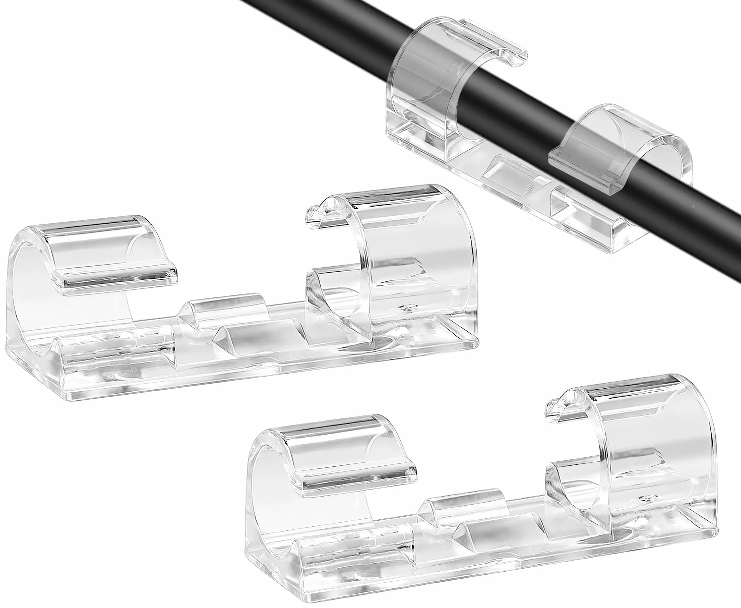 SOULWIT Lot de 50 Clips Auto-adhésifs pour Gestion des câbles, Organisateurs de câbles
