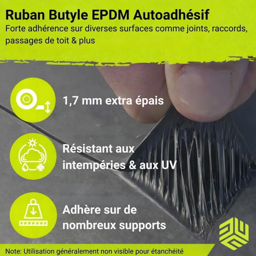 Bande d’Étanchéité EPDM Butyl - Ruban Étanchéité Extérieur - noir (5cm x 5m)