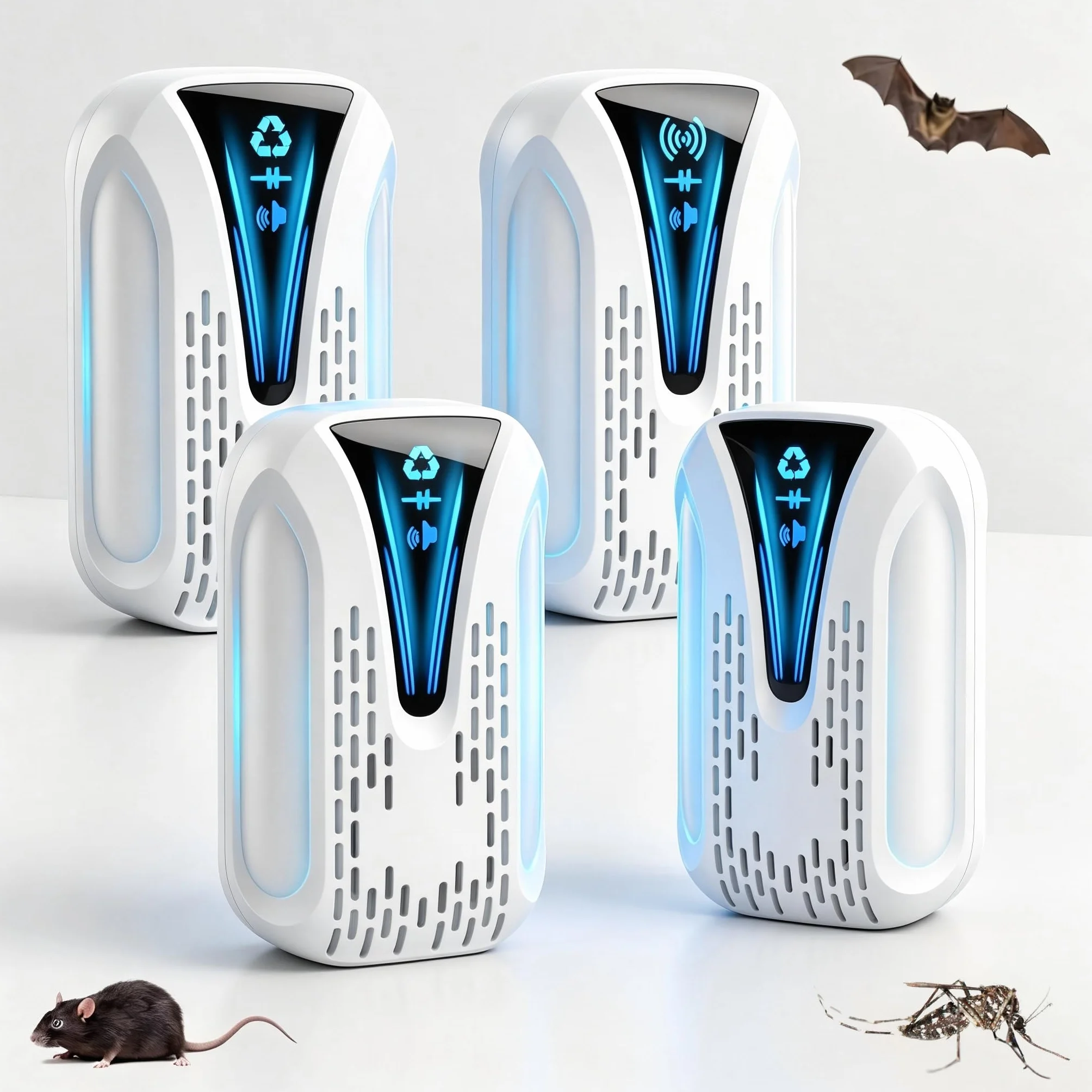 Colorfullife Répulsif Ultrasonique Anti-Nuisibles 2026 Amélioré, 4 Pack Répulsif Ultrason Souris, Sûr pour Animaux Domestiques et Personnes, Contre Cafards, Rats, Araignées et Moustiques - Blanc