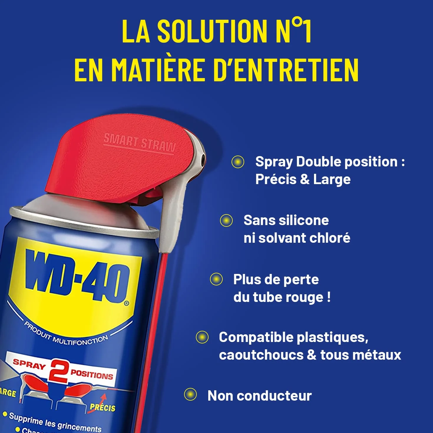 WD-40 Spray Multifonction Double Position 450 ml Sans Silicone Non Conducteur