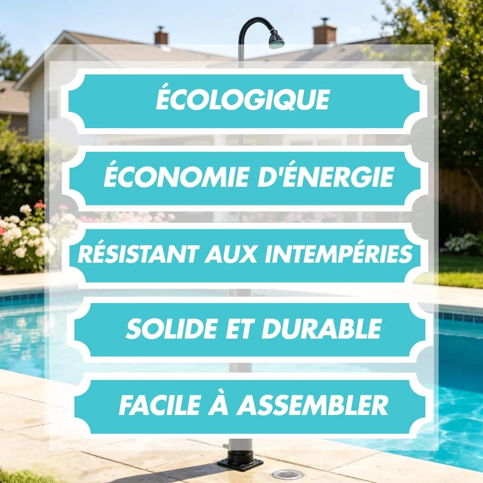 Bonnlo Douche Solaire 10L Exterieur avec Pommeau Douchette Robinet Eau Chaude Temperature Reglable Jardin Plage Piscine
