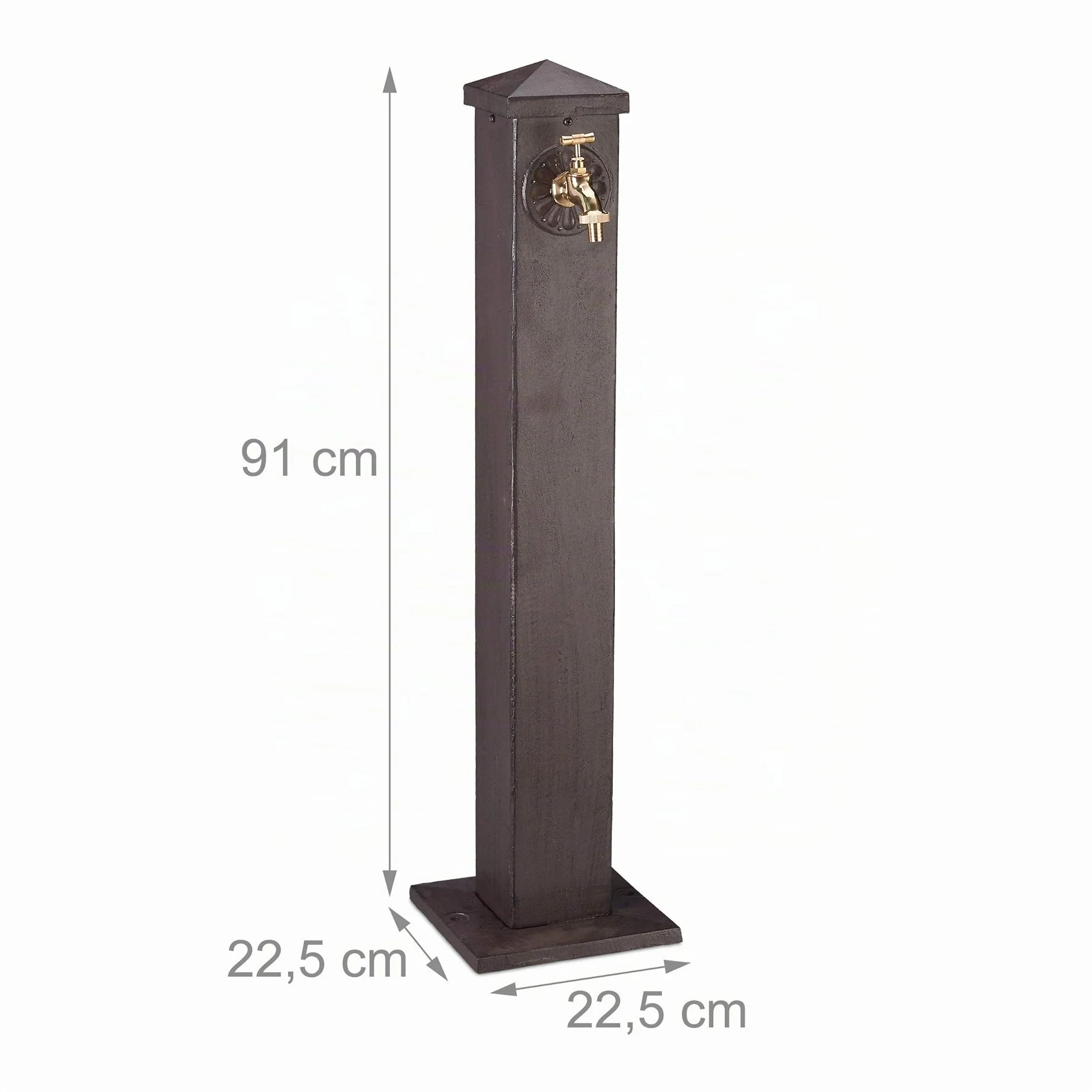 Relaxdays Pompe à Eau pour Jardin, carrée, Style Antique, Robinet Connexion de 3/4 de Pouce, 91 cm Hauteur,Couleurs