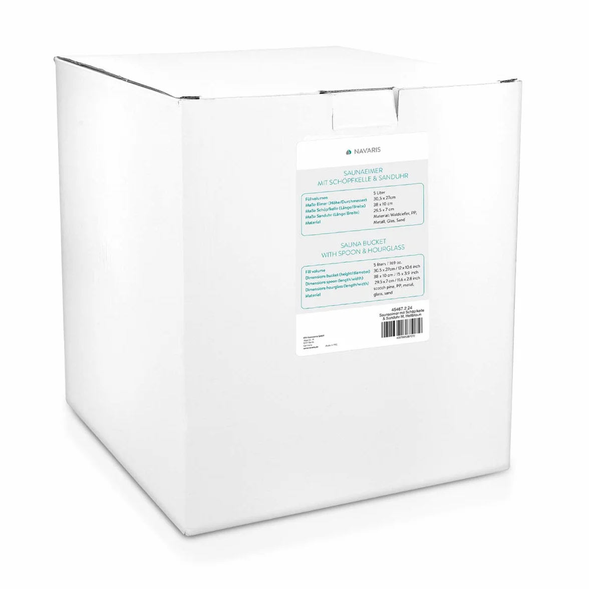 Navaris Kit d'accessoires de sauna - Seau 5L, louche en bois, sablier minuteur - Bois de pin