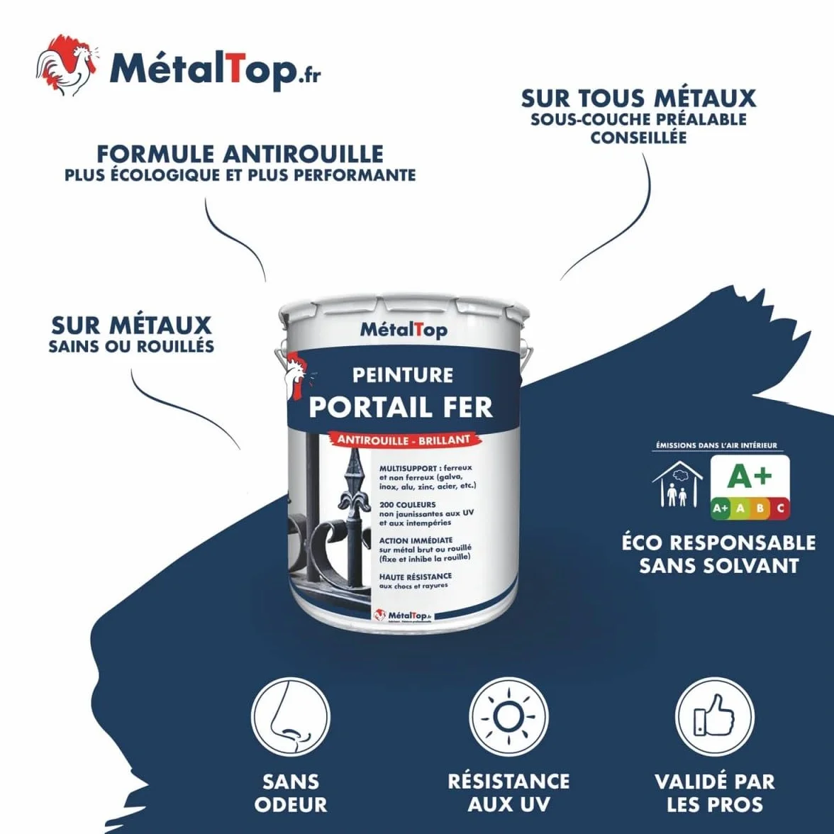Metaltop Peinture Portail Fer Gris Anthracite RAL 7016 Bombe 400 ml Antirouille Finition Durable Métal Extérieur