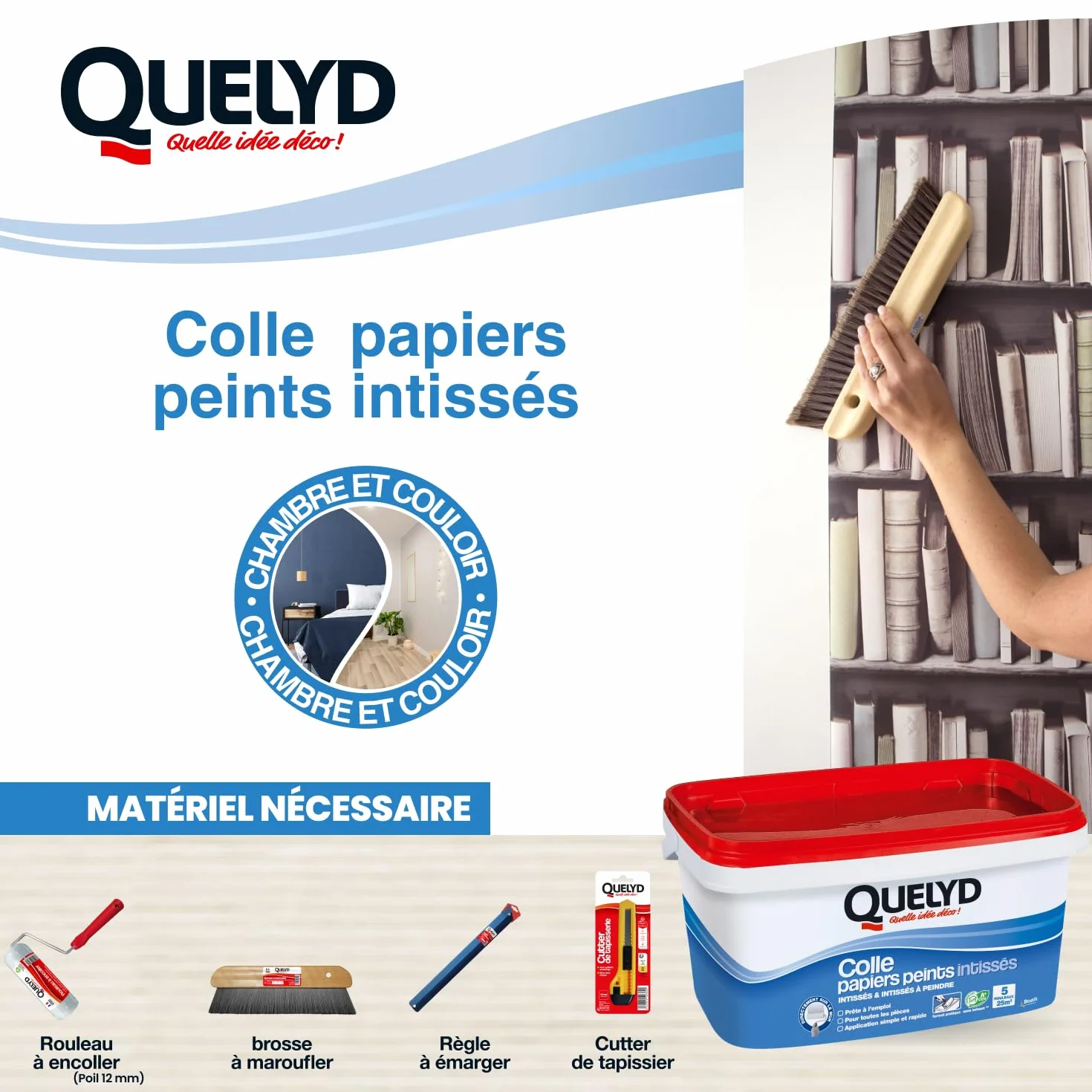 Quelyd Colle Papiers Peints Intissés en Pâte Seau 3 kg