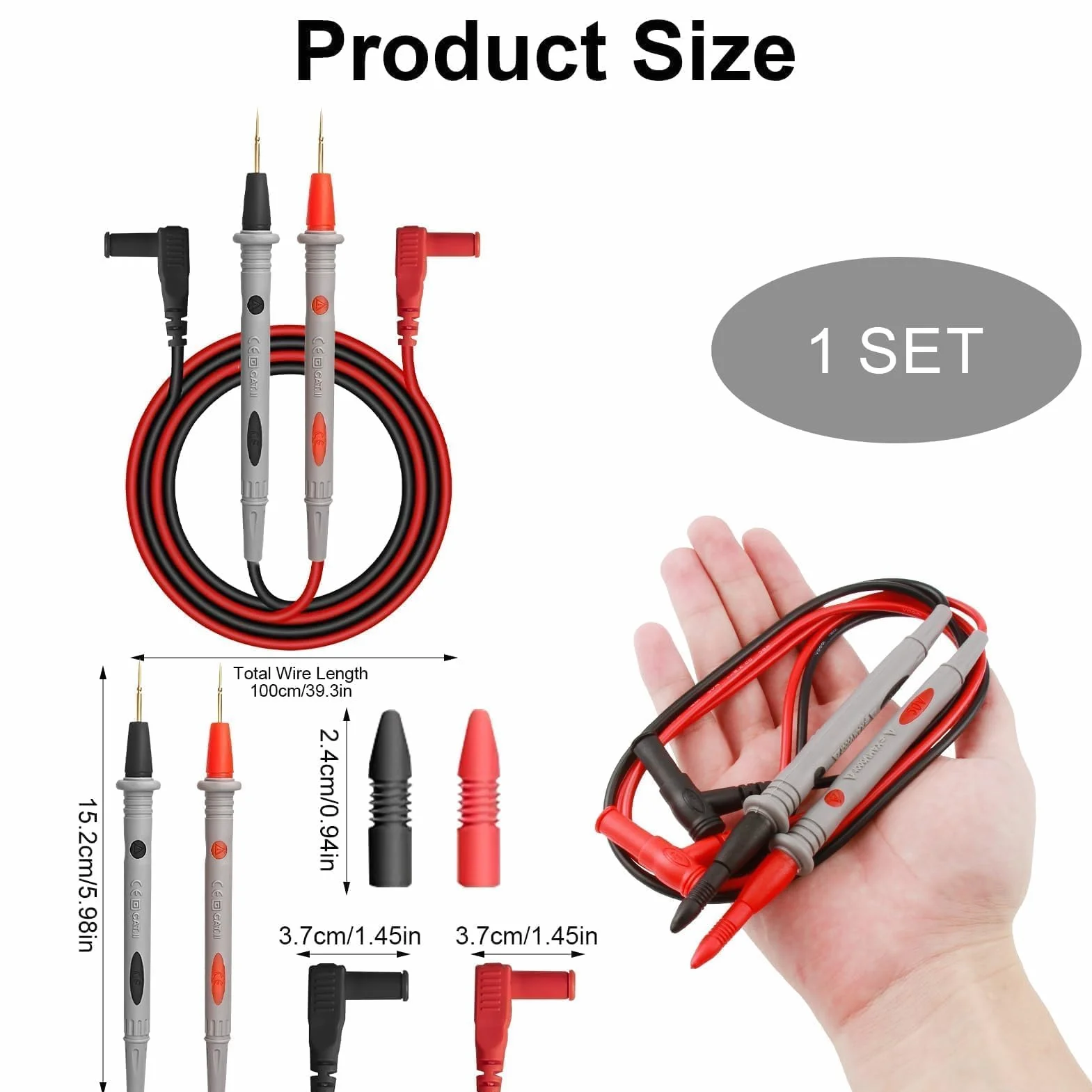 Cordon Multimètre Silicone 1000V 20A Câbles Test Universel pour Voltmètre Ohmmètre Amperemètre
