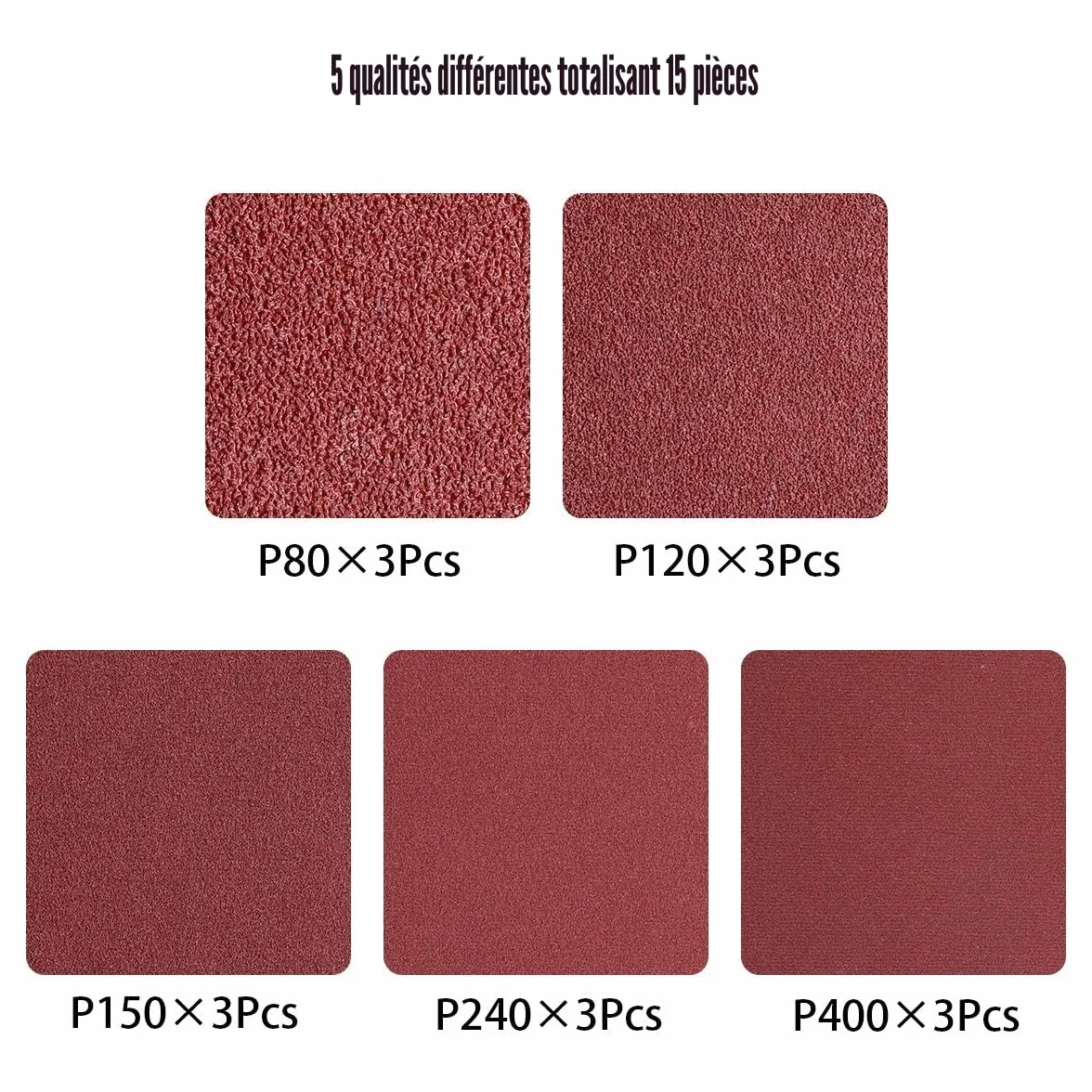 Bande Abrasive 75 x 533 mm 15 Pièces pour Ponceuses à Bande