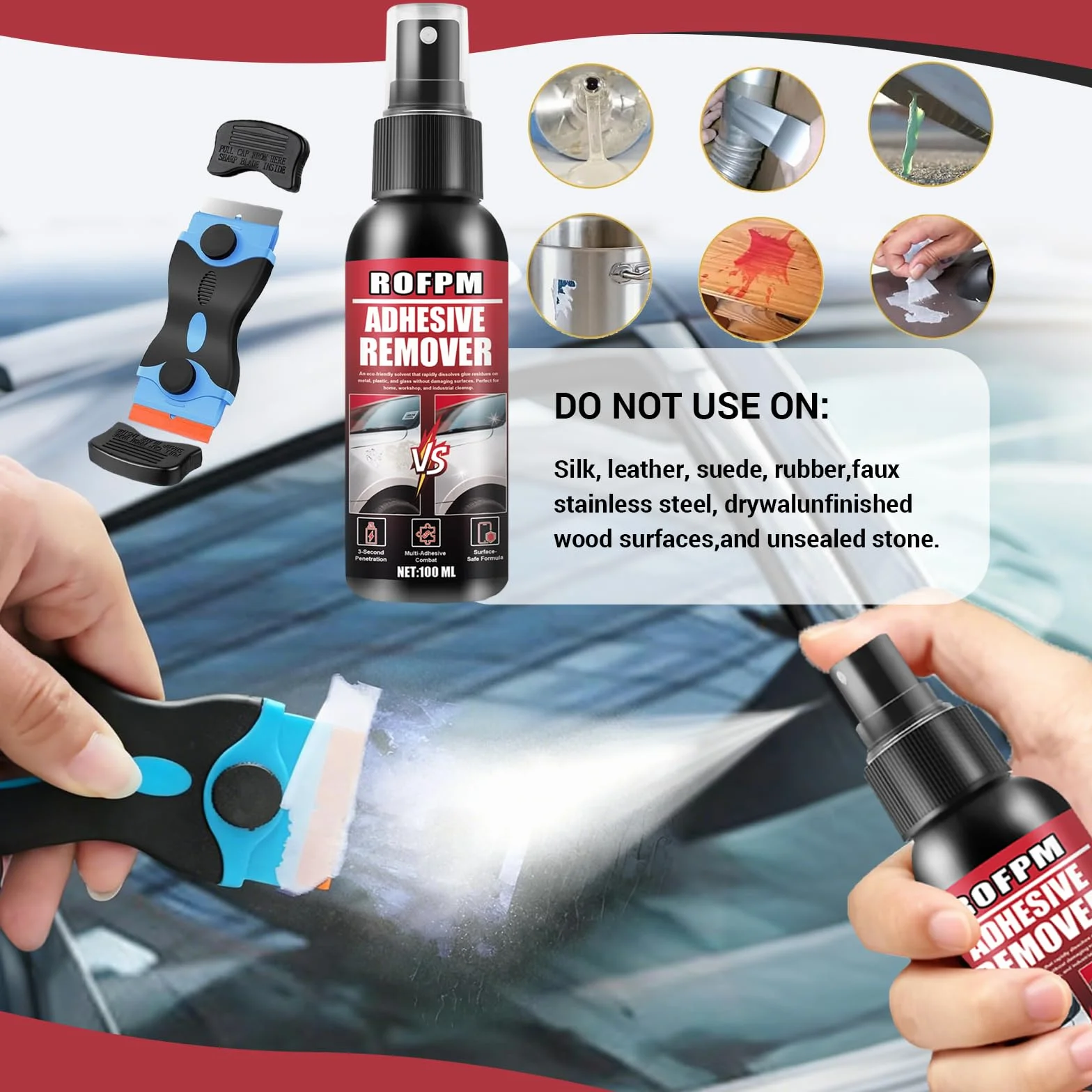 Dissolvant Colle Forte, Spray Décapant Adhésif, Retire Étiquettes et Résidus, 2 Pièces