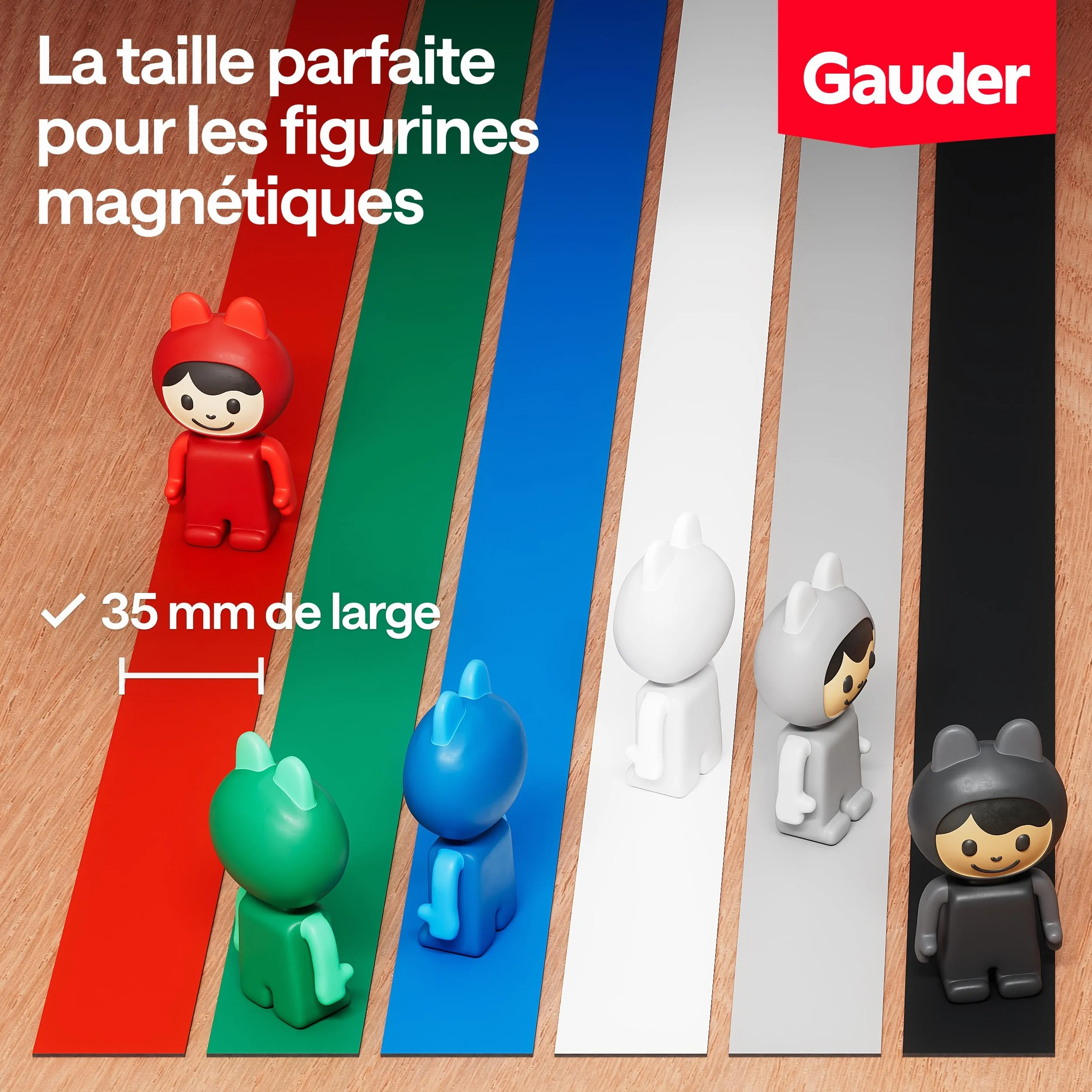 GAUDER Ruban magnétique autocollant 1 m x 35 mm noir pour aimants figurines Tonie® bricolage