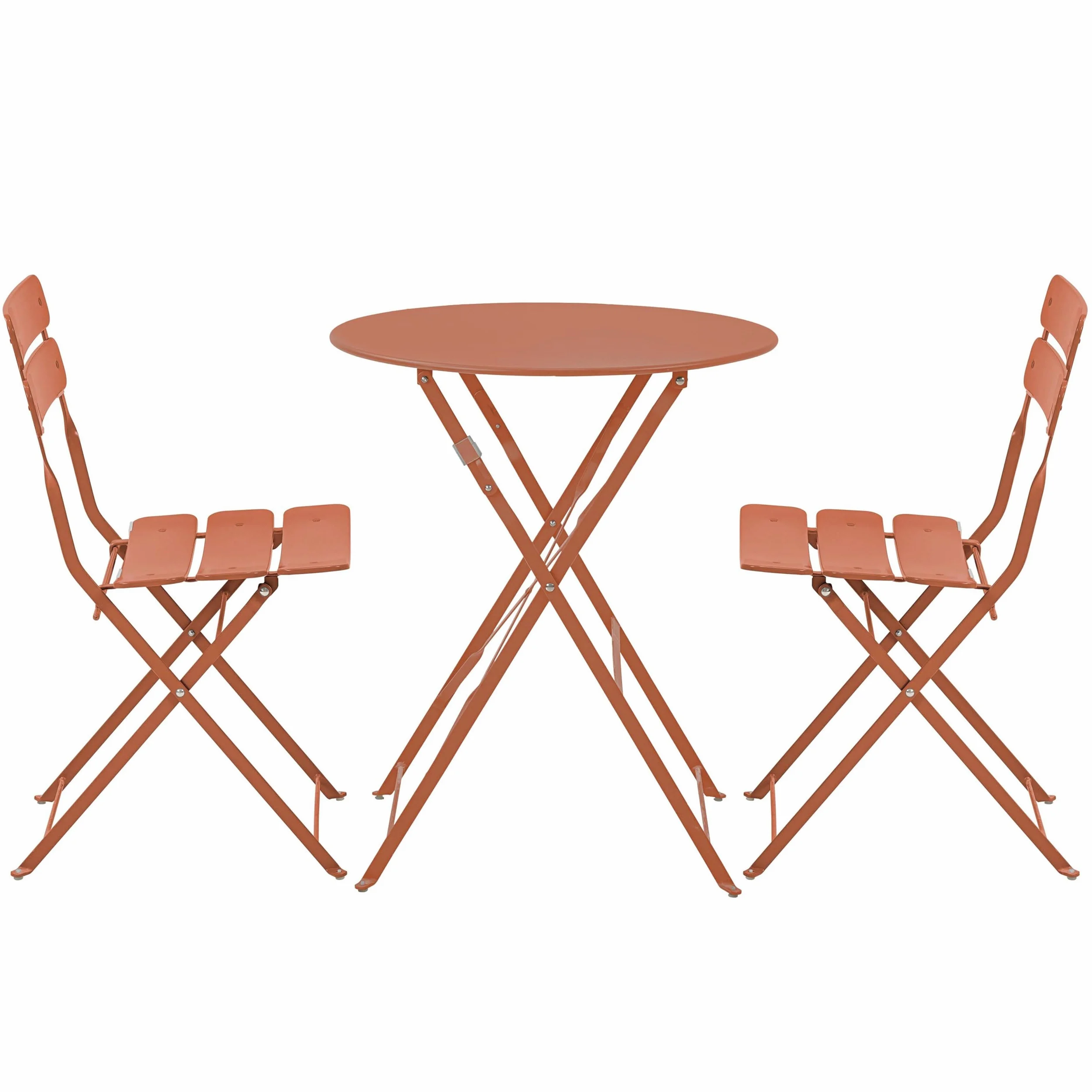 Oviala Table de terrasse Ronde Pliante et 2 chaises Pliantes Terracotta