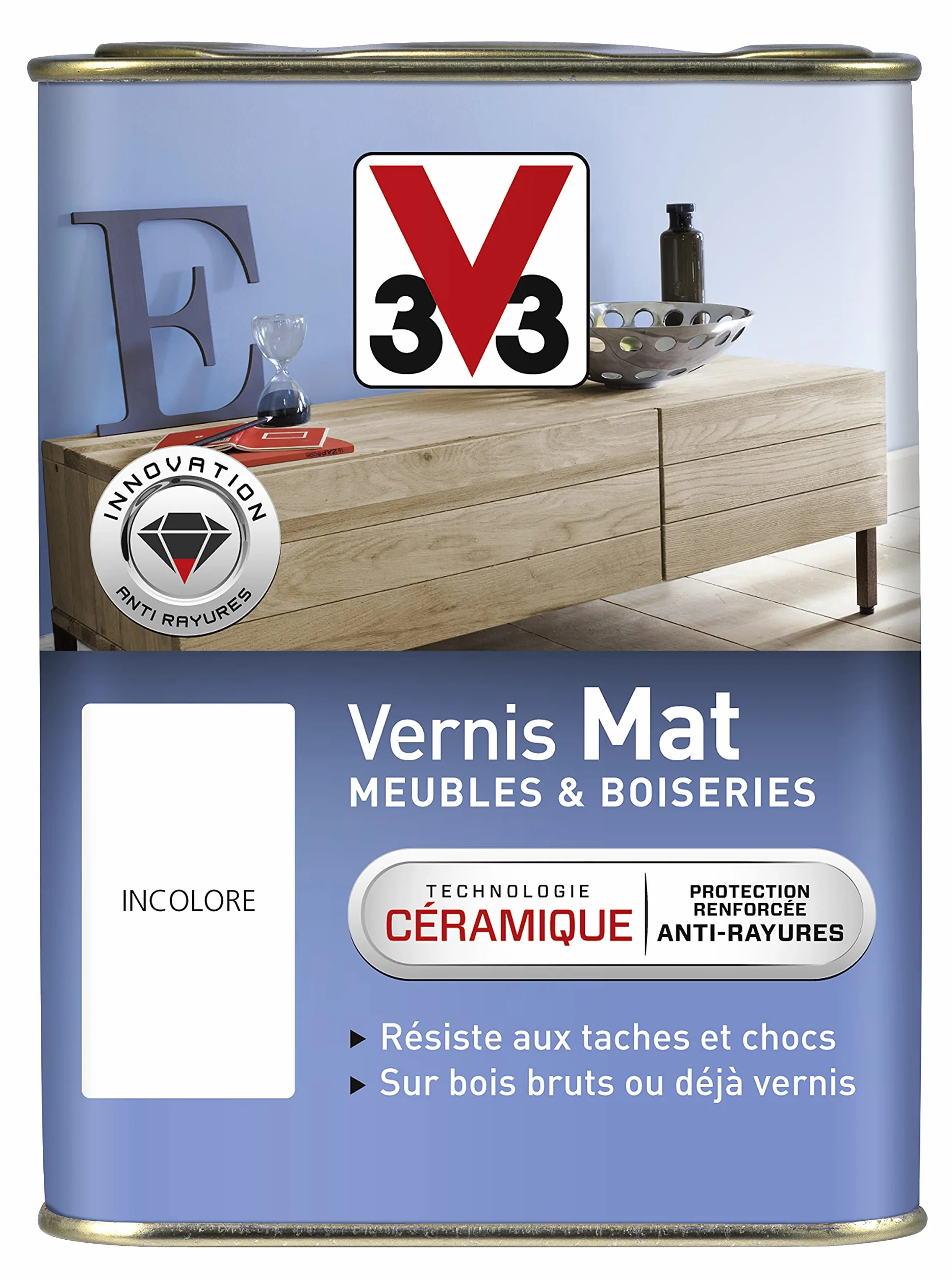 V33 Vernis intérieur Mat meubles boiseries Incolore 1L