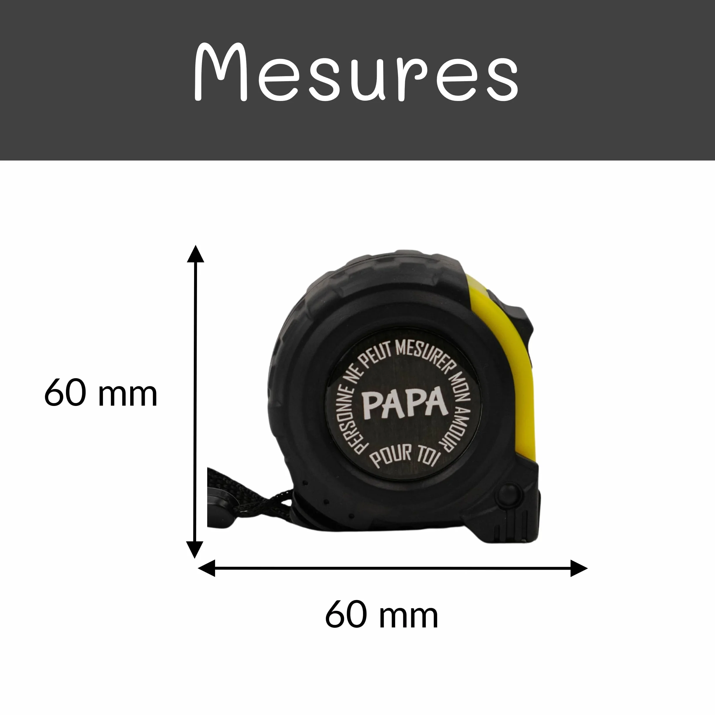 Mètre ruban personnalisable je t'aime papa cadeau fête des pères