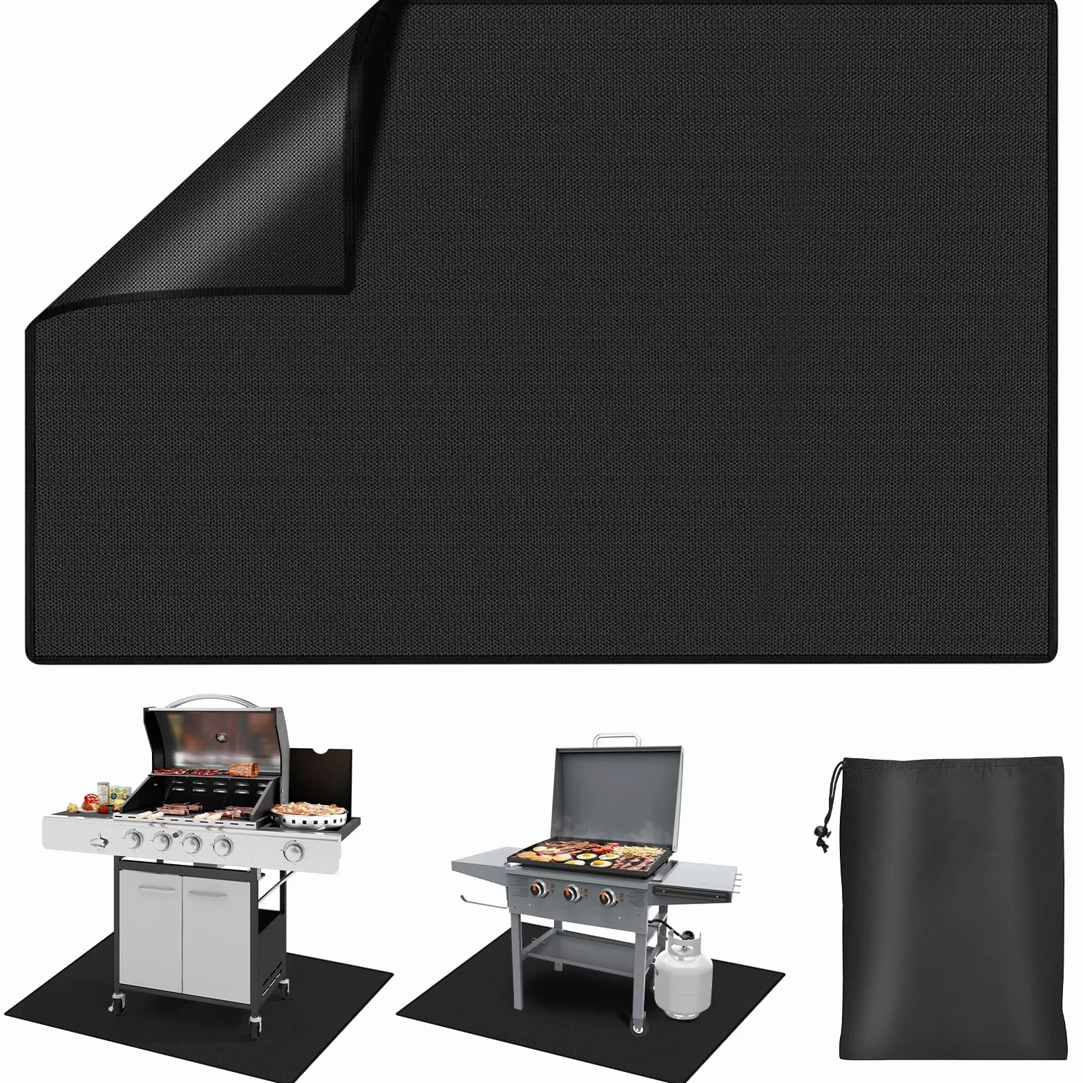 Tapis de barbecue ignifuge 100 x 150 cm en fibre de verre