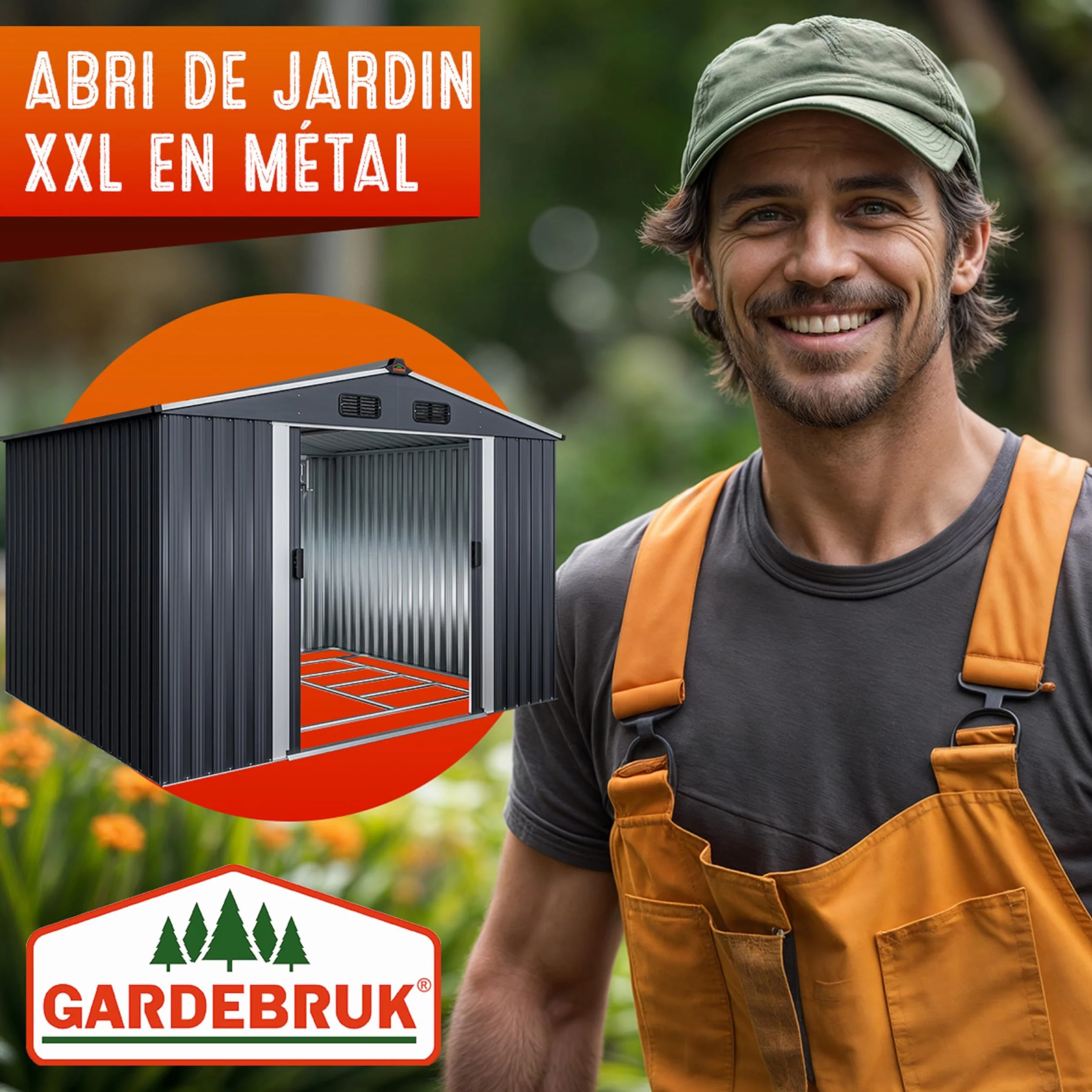 GARDEBRUK® Abri de Jardin métal XXL 5m² 260x205x180cm Porte coulissante Anthracite