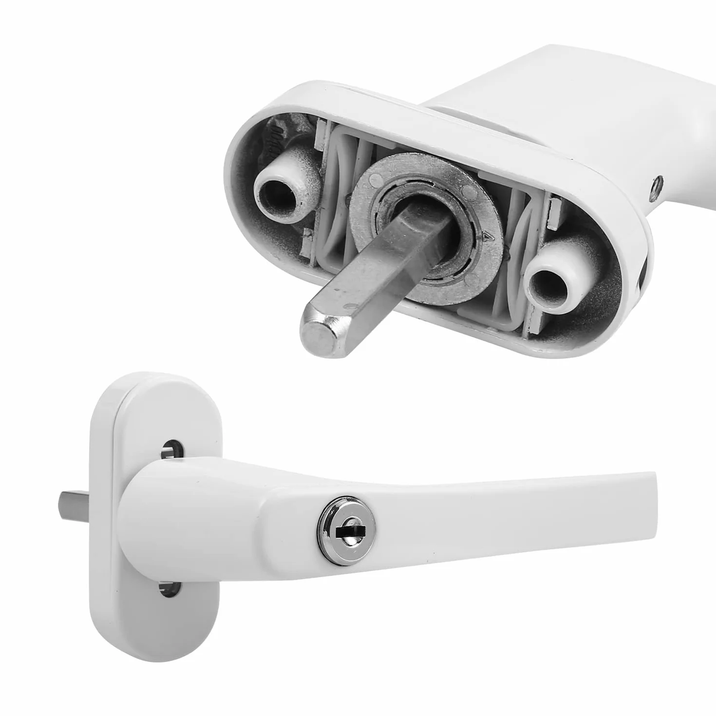 Poignées de Fenêtre Verrouillable à Clé en Aluminium 35 mm, Sécurité Enfant, Blanc
