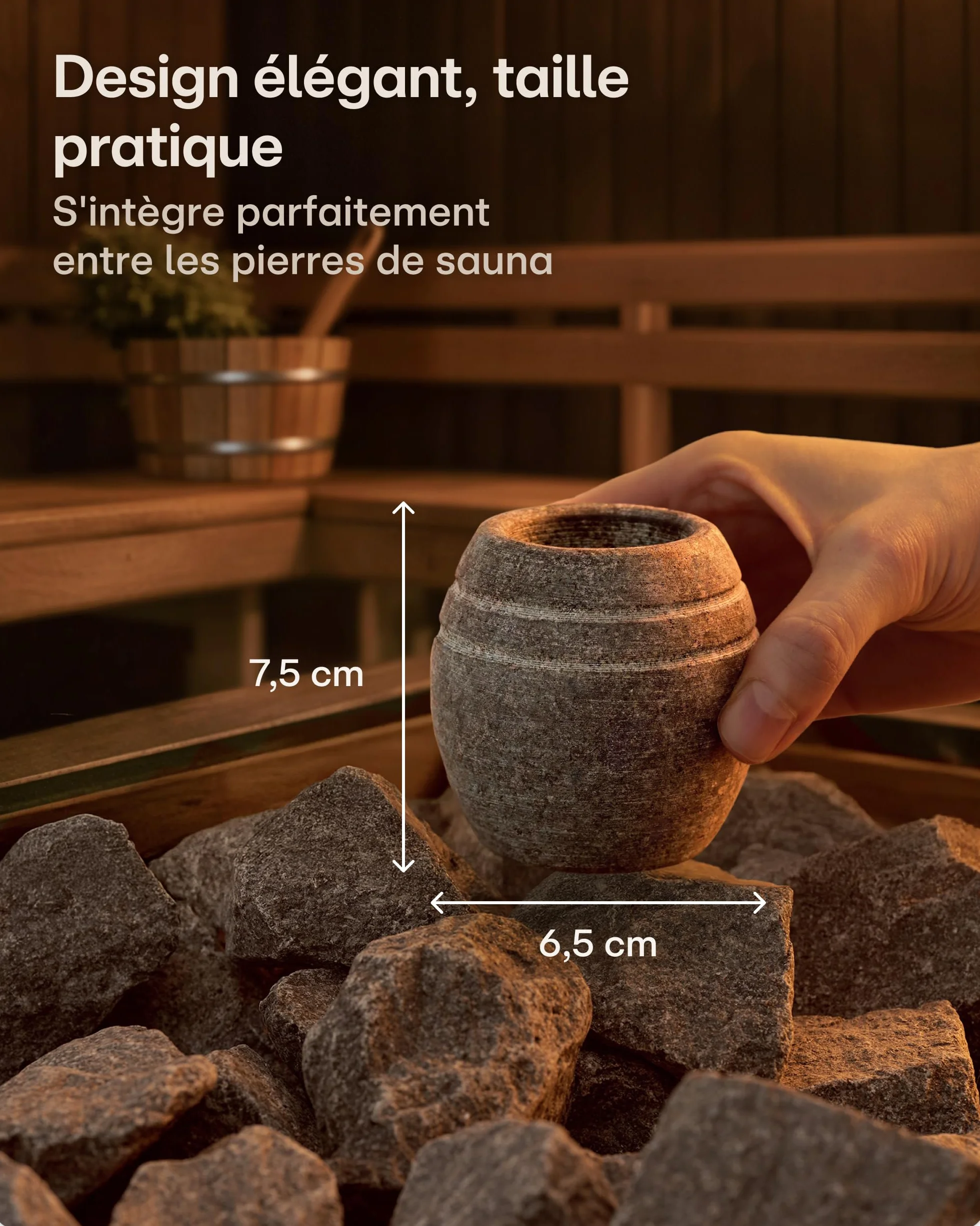 Praknu Bol aromatique pour infusions en granit pour sauna – Format compact
