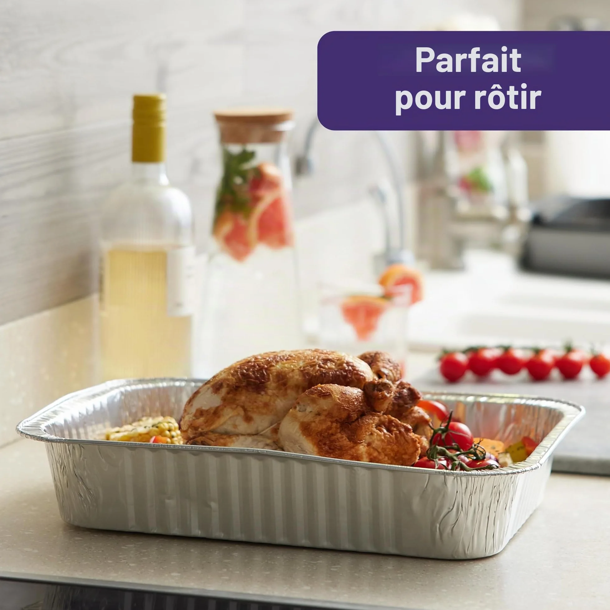 Barquettes Aluminium Grand Format 37×27 cm 5 L MATANA Lot de 25 Empilables Four & Congélateur