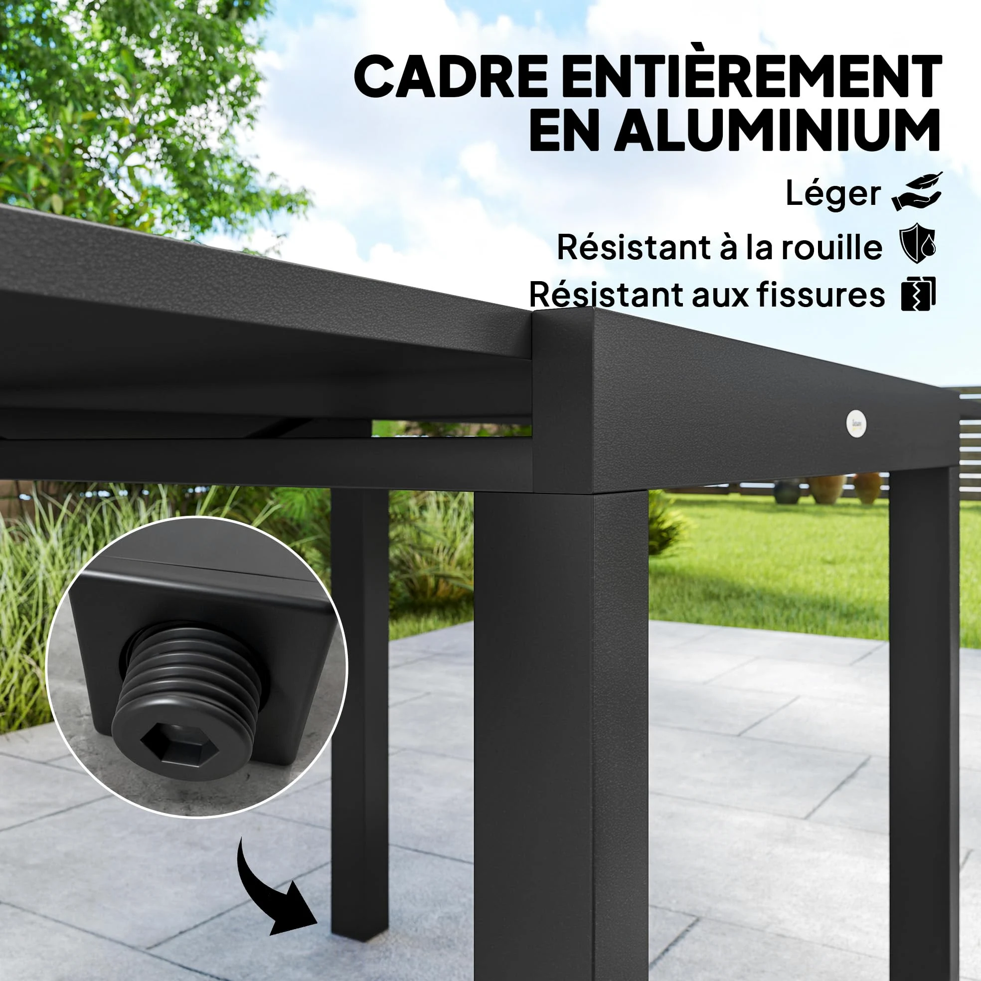 Outsunny Salon de Jardin 7 Pièces Table Extensible Aluminium - Ensemble Mobilier de Jardin avec 6 Chaises Empilables Textilène Rembourré - Meuble pour Terrasse Extérieur et Repas de Famille, Gris