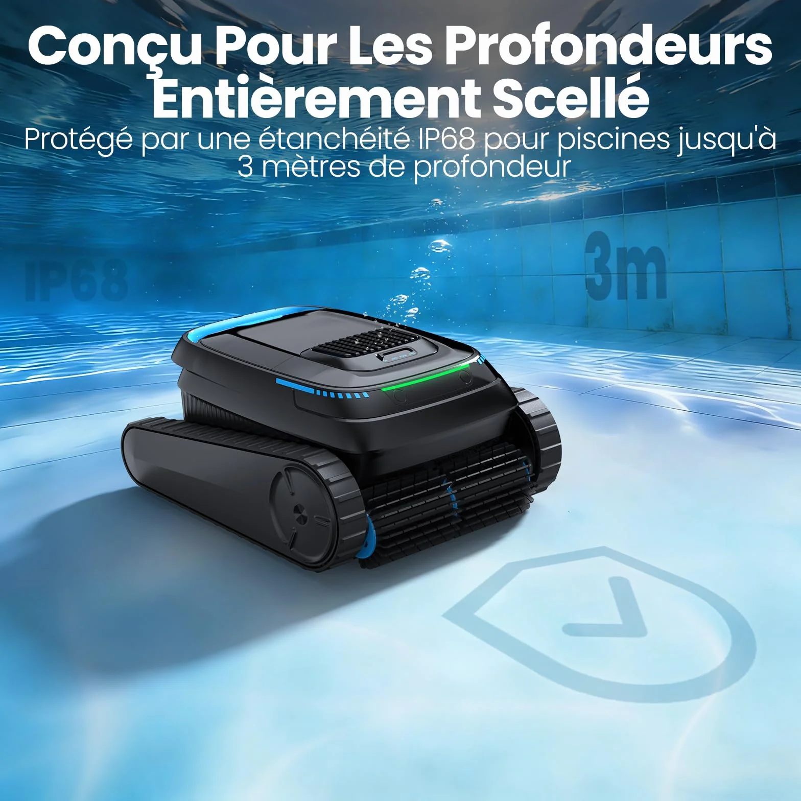 Robot de piscine Sol et Mur sans fil 18927 L/H Nettoyeur pour piscines jusqu'à 170㎡