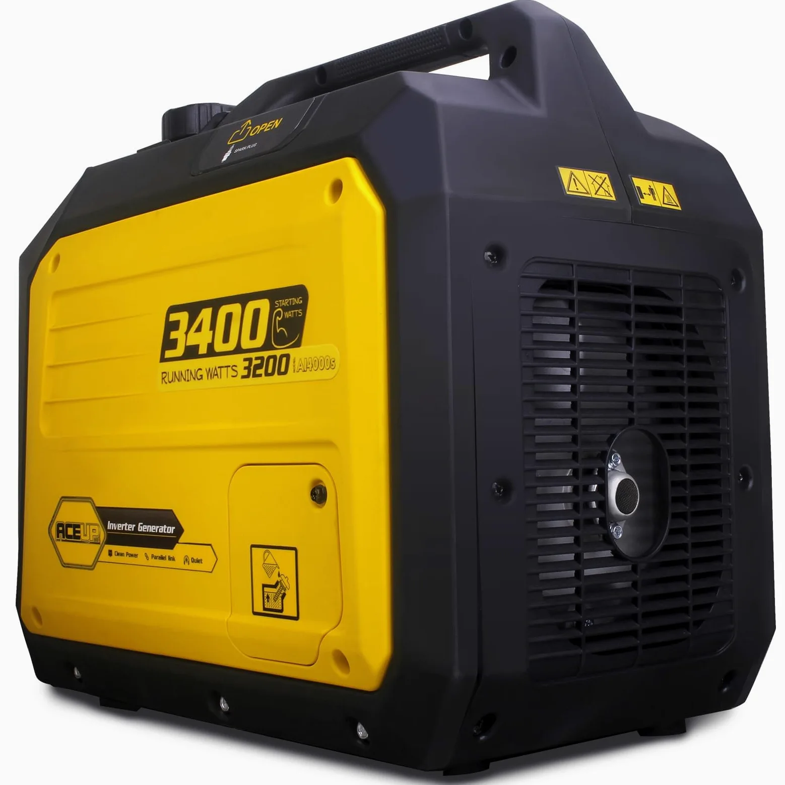 Aceup Energy 3400 W Générateur à onduleur, générateur à essence, générateur de secours avec prises de courant CA 230 V, 12 V et 5 V, moteur 4 temps, réservoir de 5 litres, pour le camping, la maison