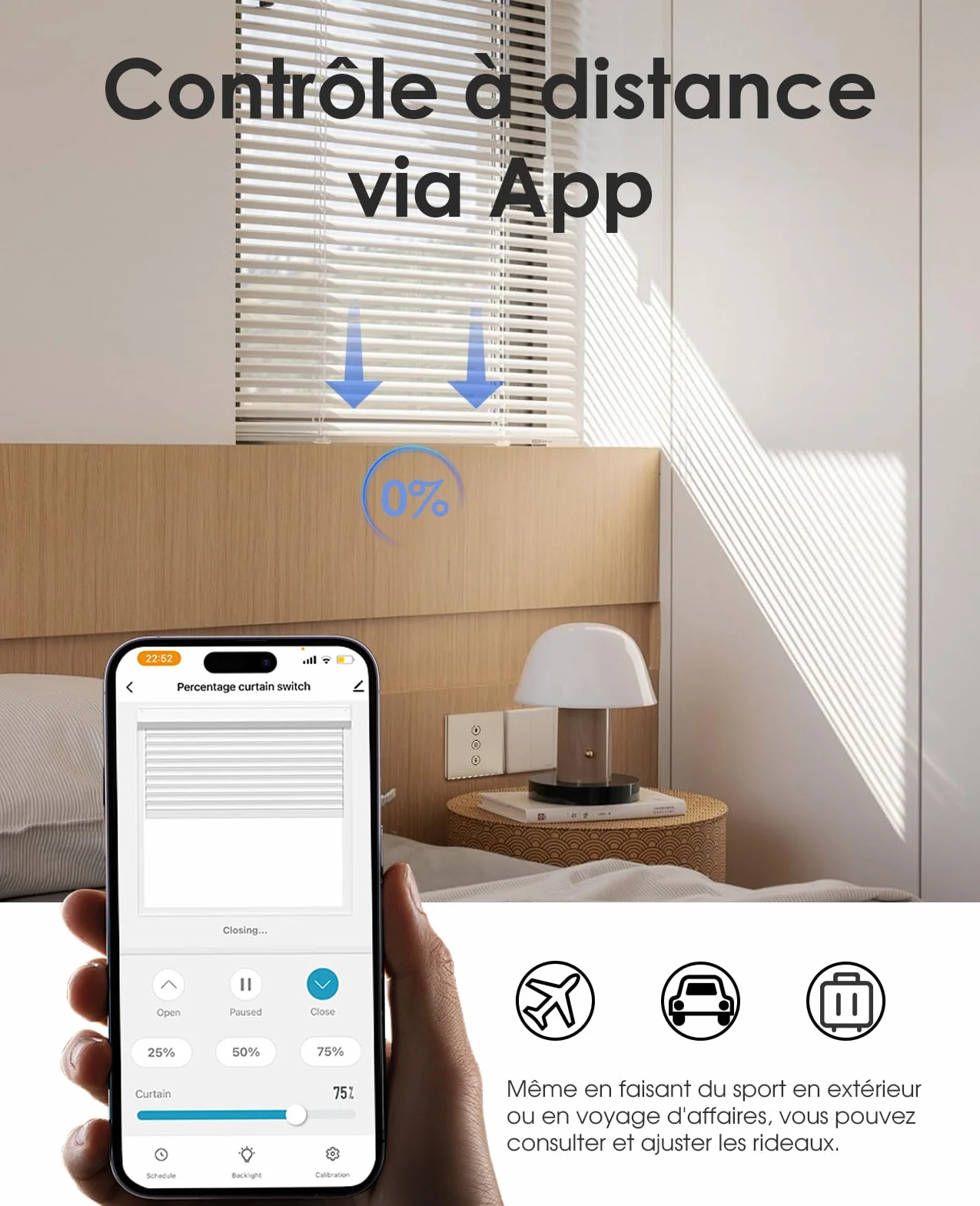 Interrupteur Volet Roulant Connecté Tactile Compatible Alexa/Google Home/Smart Life, Contrôle de Pourcentage et Commande Vocale (Fil Neutre Requis)