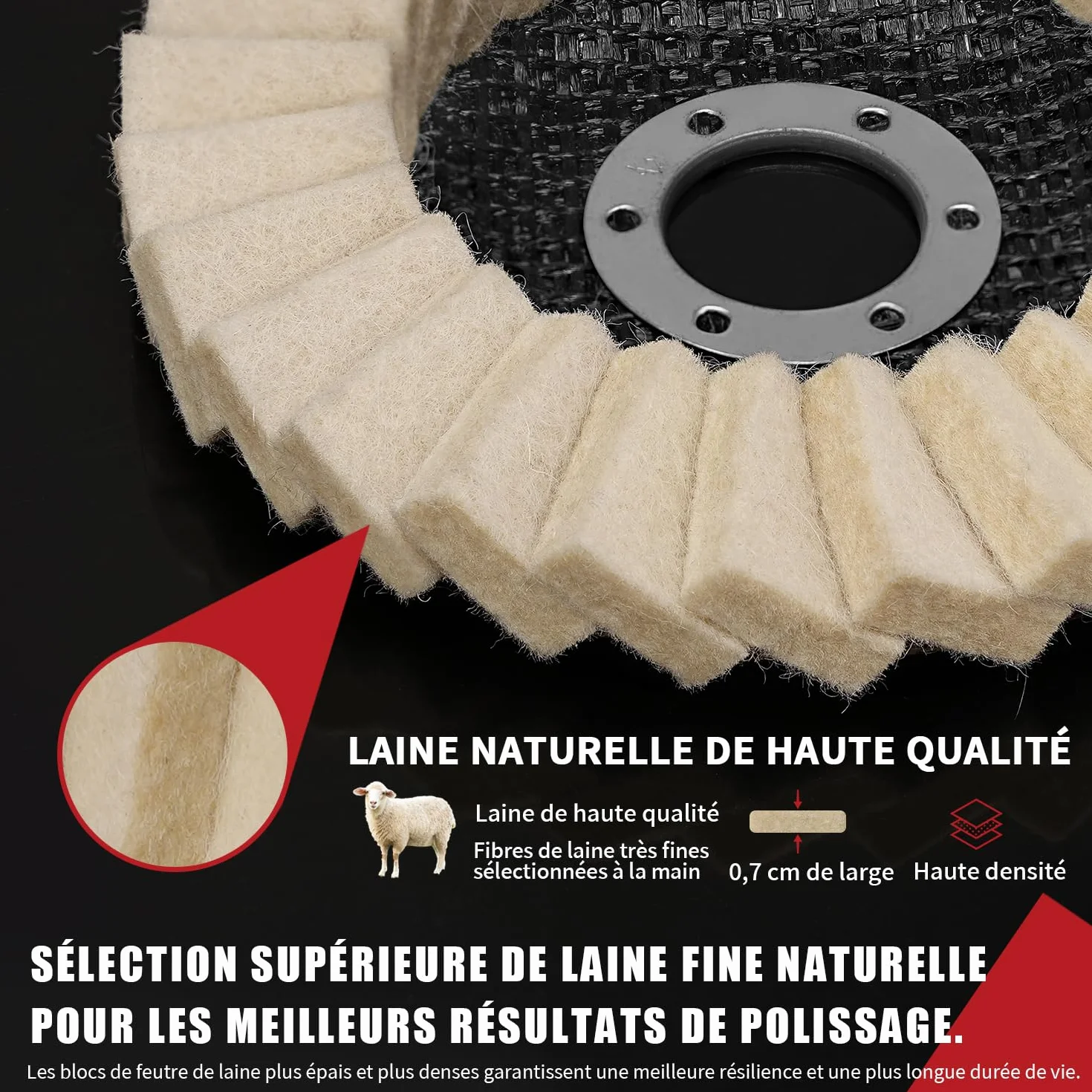 Disque de polissage feutre 125 x 22,2 mm pour meuleuses d'angle