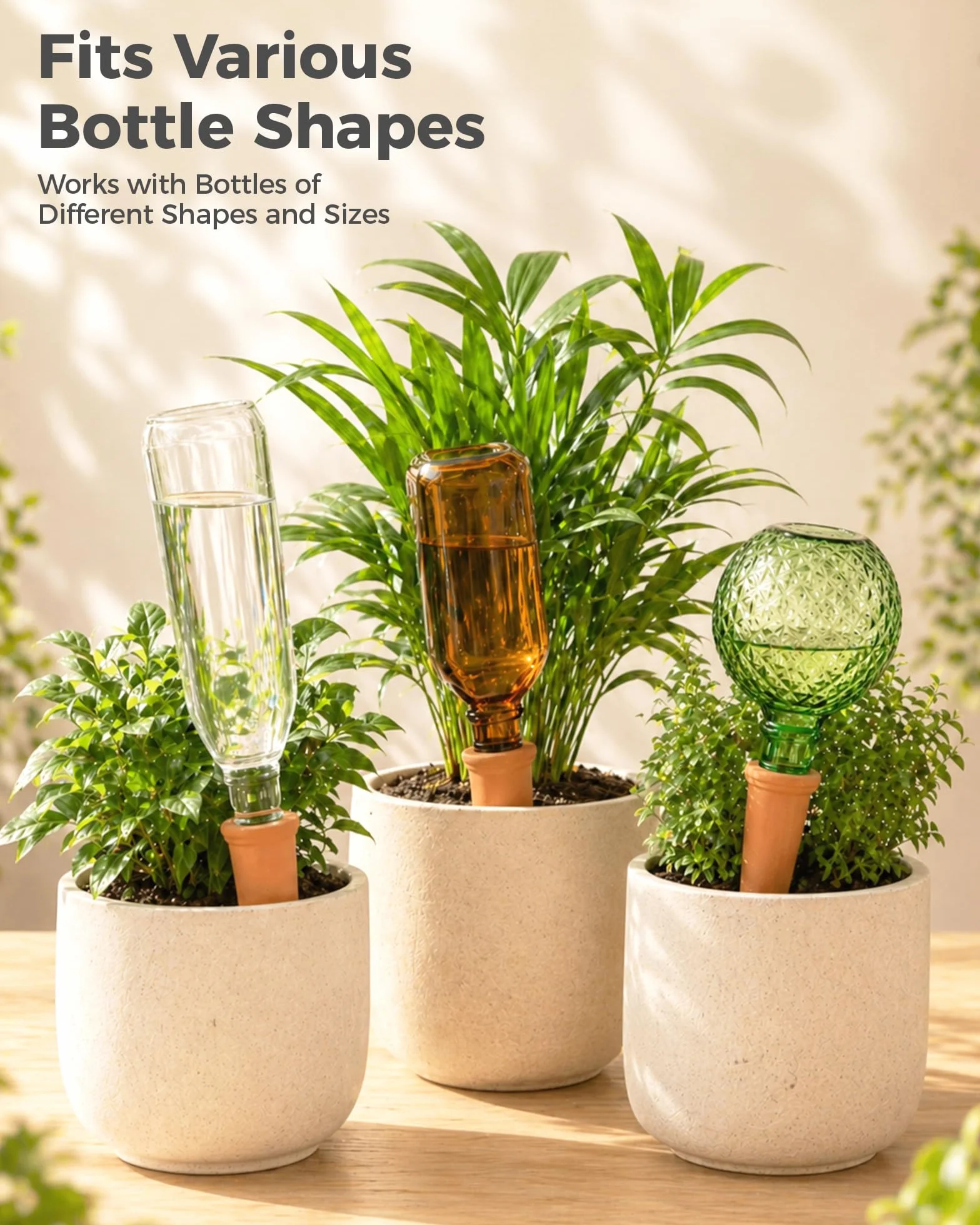 Bamworld Ollas d'Arrosage 6 Pièces Cônes d'Irrigation en Terre Cuite, Système Autonome Goutte à Goutte pour Plantes, Arrosage Automatique pour Vacances Jardin Intérieur et Extérieur