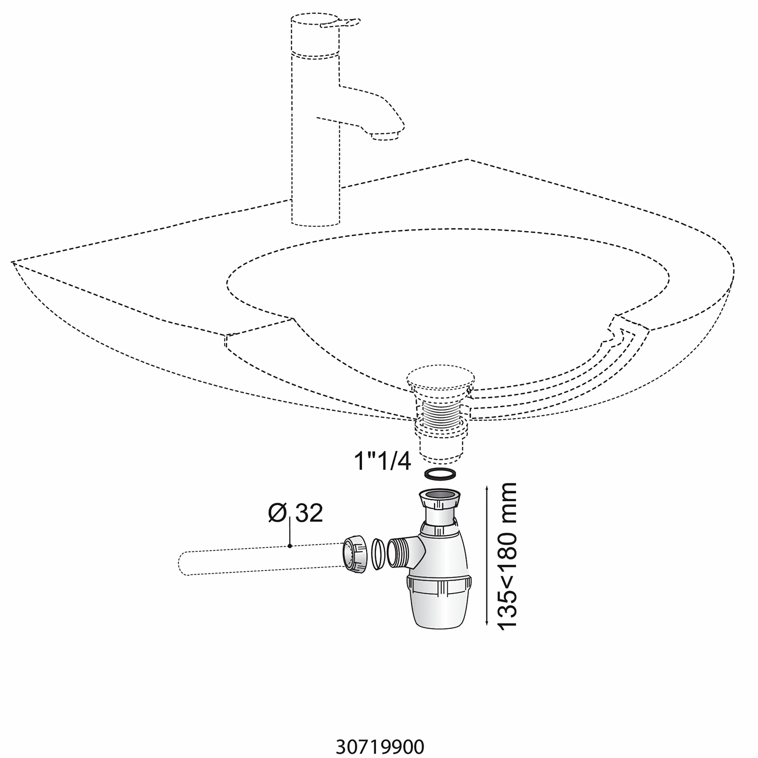 Wirquin Siphon de lavabo réglable en hauteur Ø32 blanc
