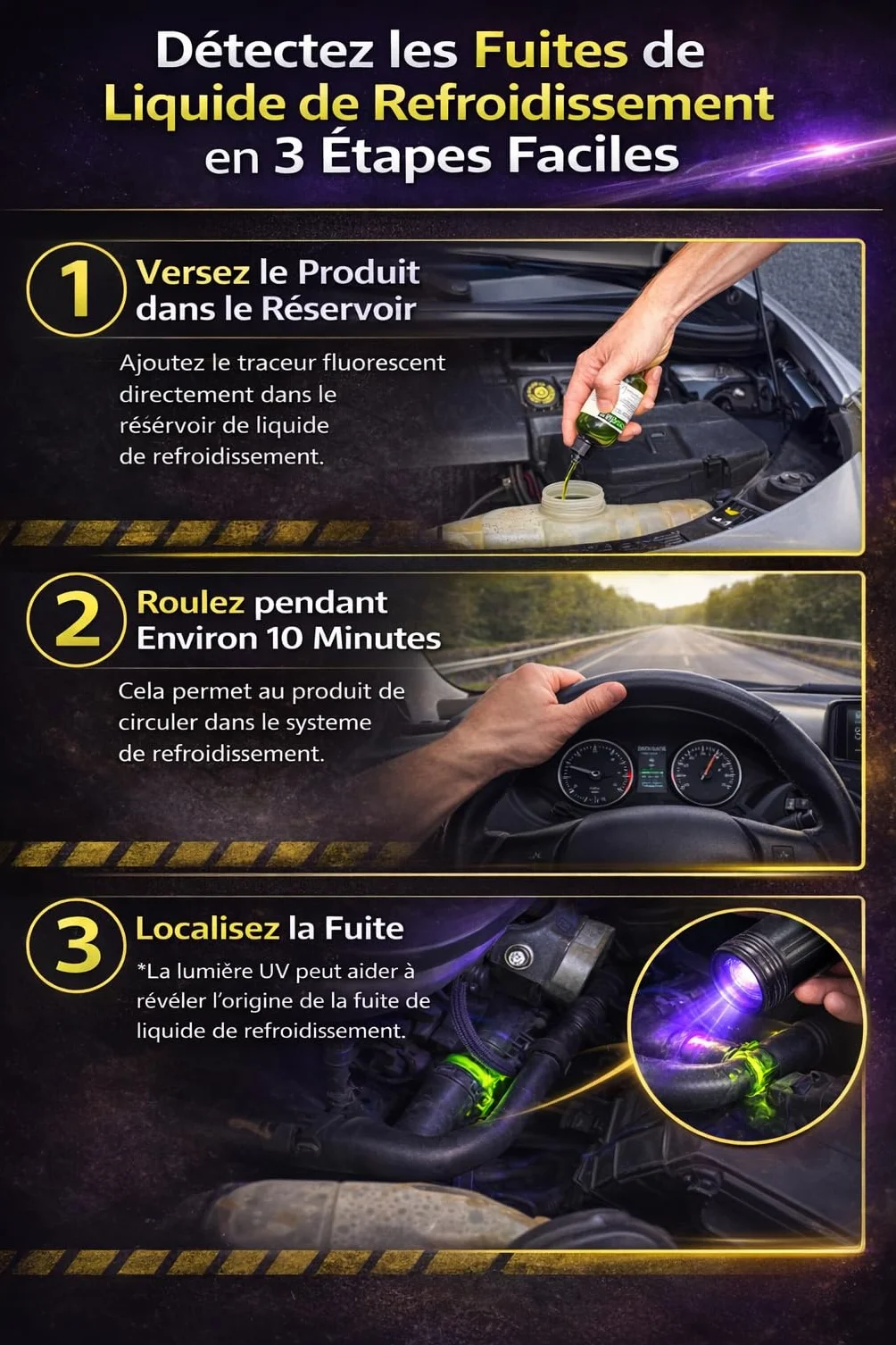 Détecteur de fuite DOSIDIAG - Fluorescéine haute concentration - Recherche fuite piscine SPA plomberie toiture voiture